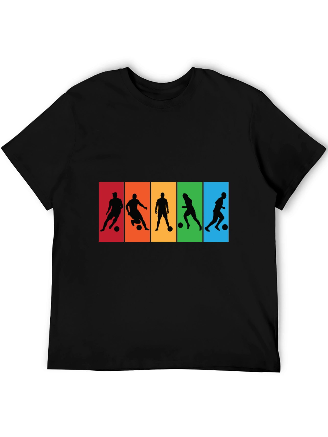 Black Soccer Player Silhouette Graphic T-Shirt view 5