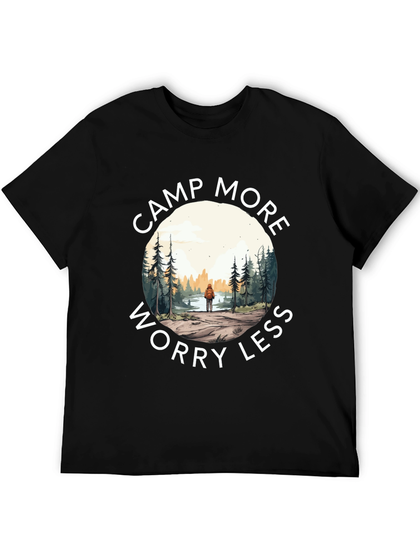 Black Camp More Worry Less Graphic T-Shirt view 5