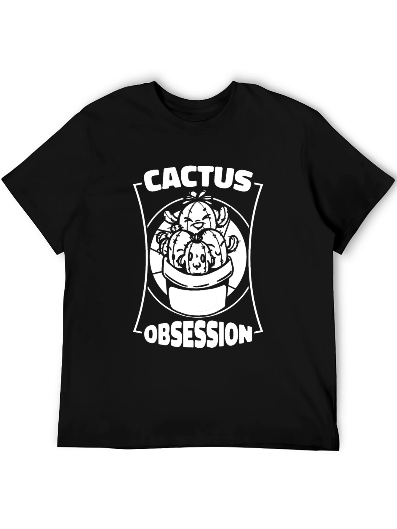 Black Cactus Obsession Graphic T-Shirt - Unique Plant Lover Tee view 5