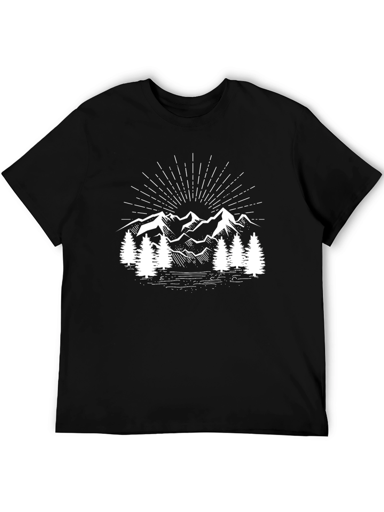 Black Mountain Scene Graphic Tee - Black Cotton Blend view 5