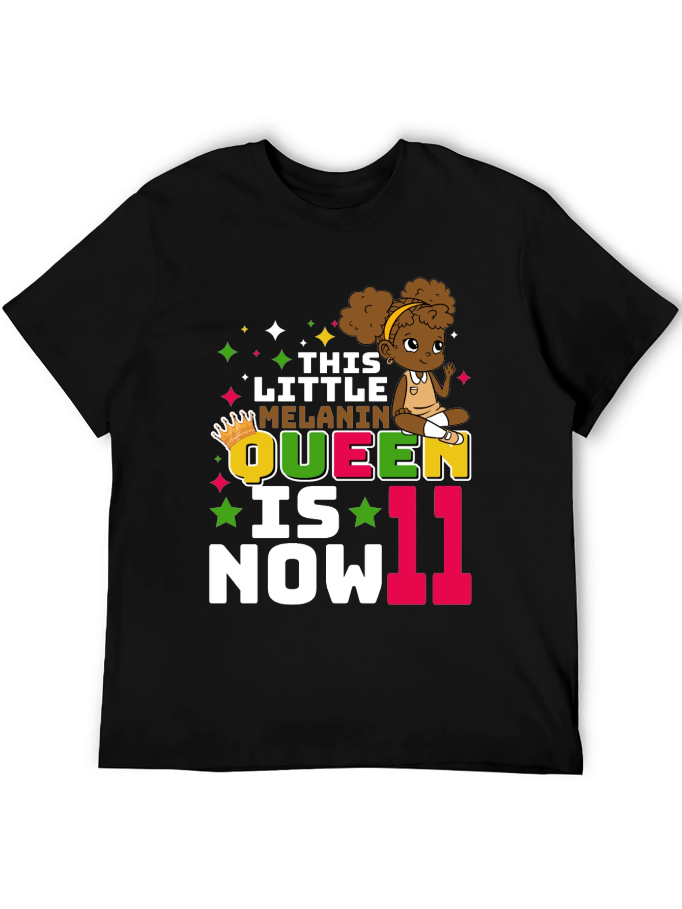 Black Little Melanin Queen 11th Birthday T-Shirt view 5