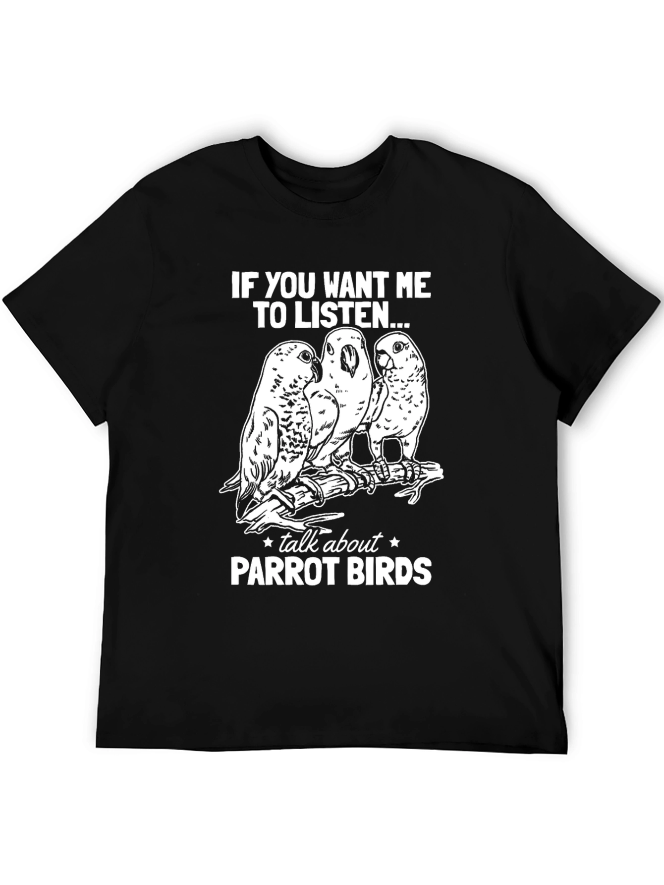 Black Parrot Birds Graphic Tee - Listen Up! view 5