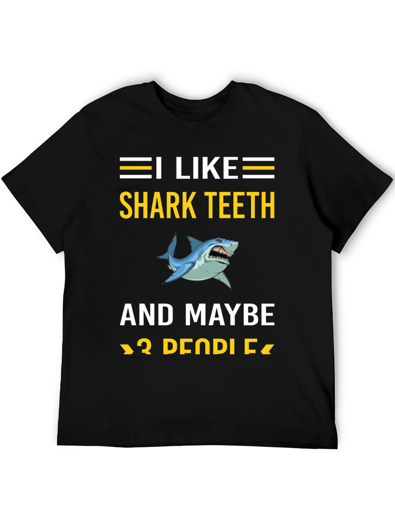 Black I Like Shark Teeth T-Shirt, Funny Shark Lover Tee view 5