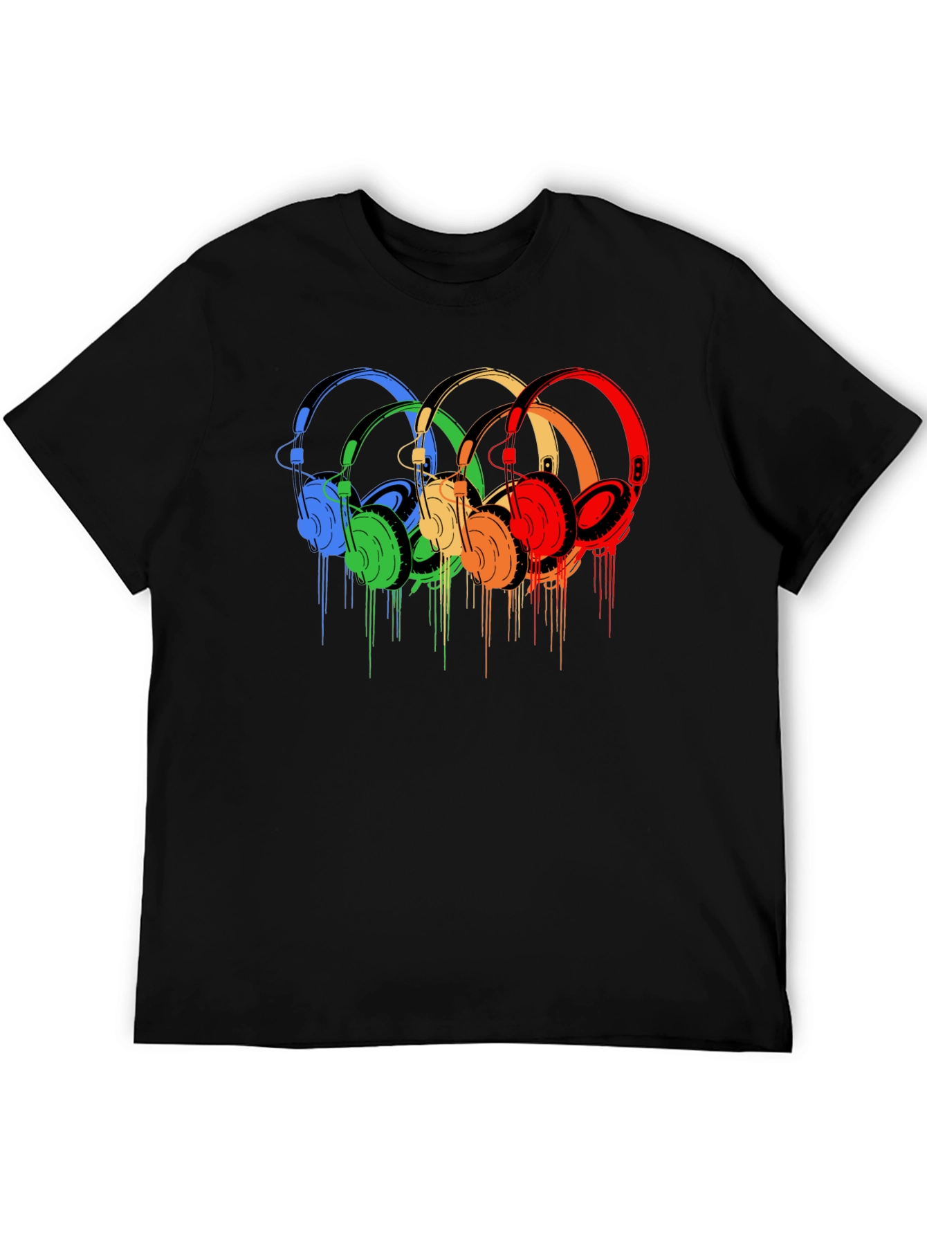 Black Rainbow Headphone Graphic Tee - Stylish Music Lover Shirt view 5