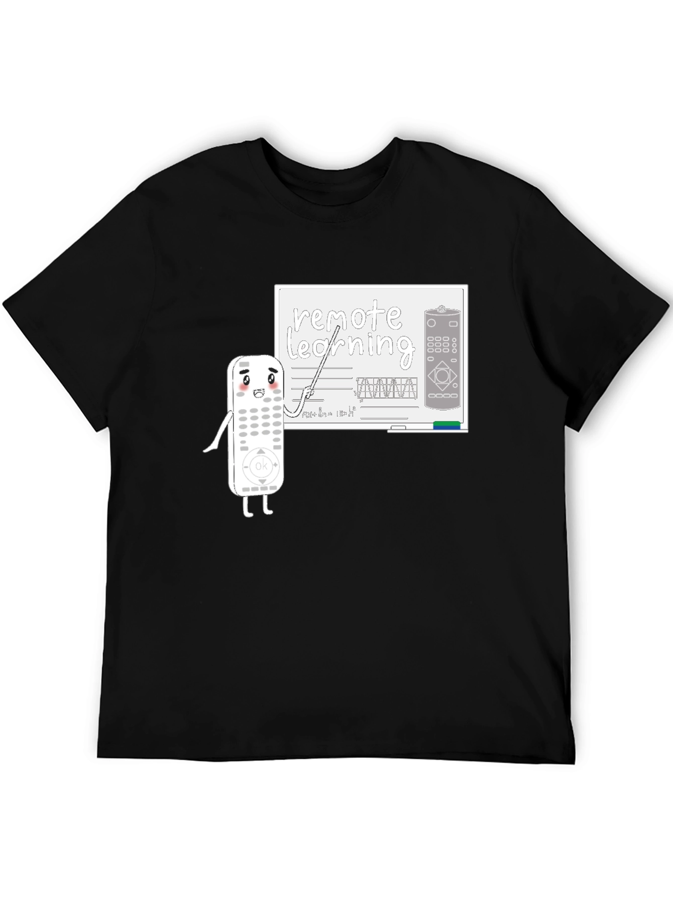 Black Remote Learning T-Shirt - Funny Cartoon Remote Teacher Tee view 5