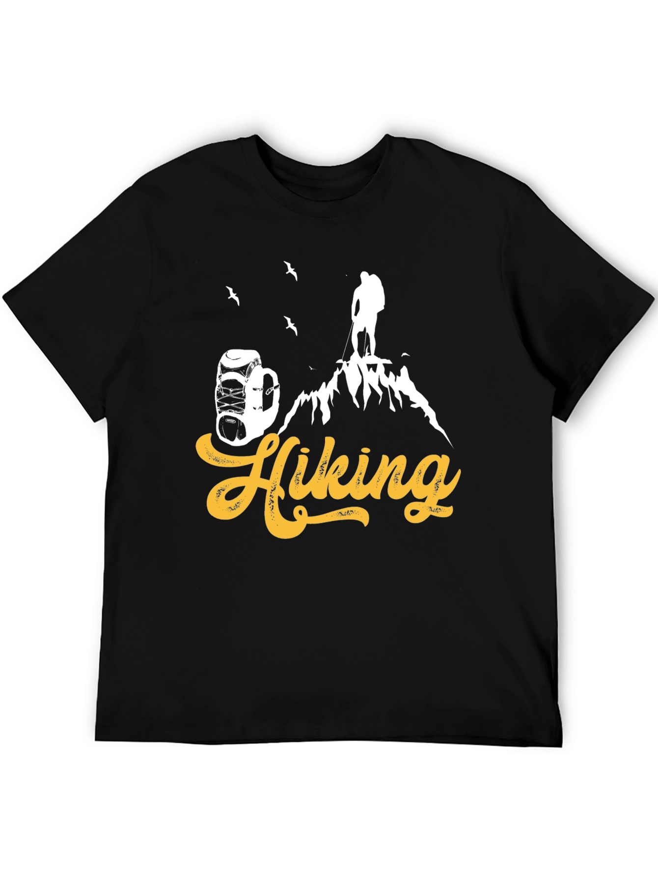 Black Hiking Adventure T-Shirt - Black Cotton Tee view 5