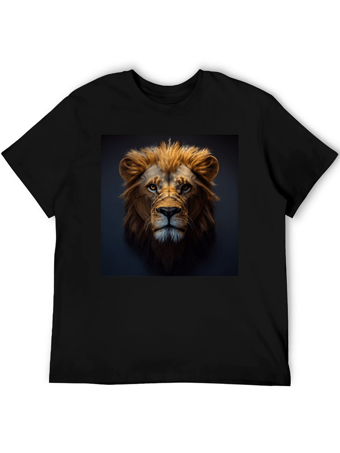 Black Lion Portrait Black T-Shirt view 5