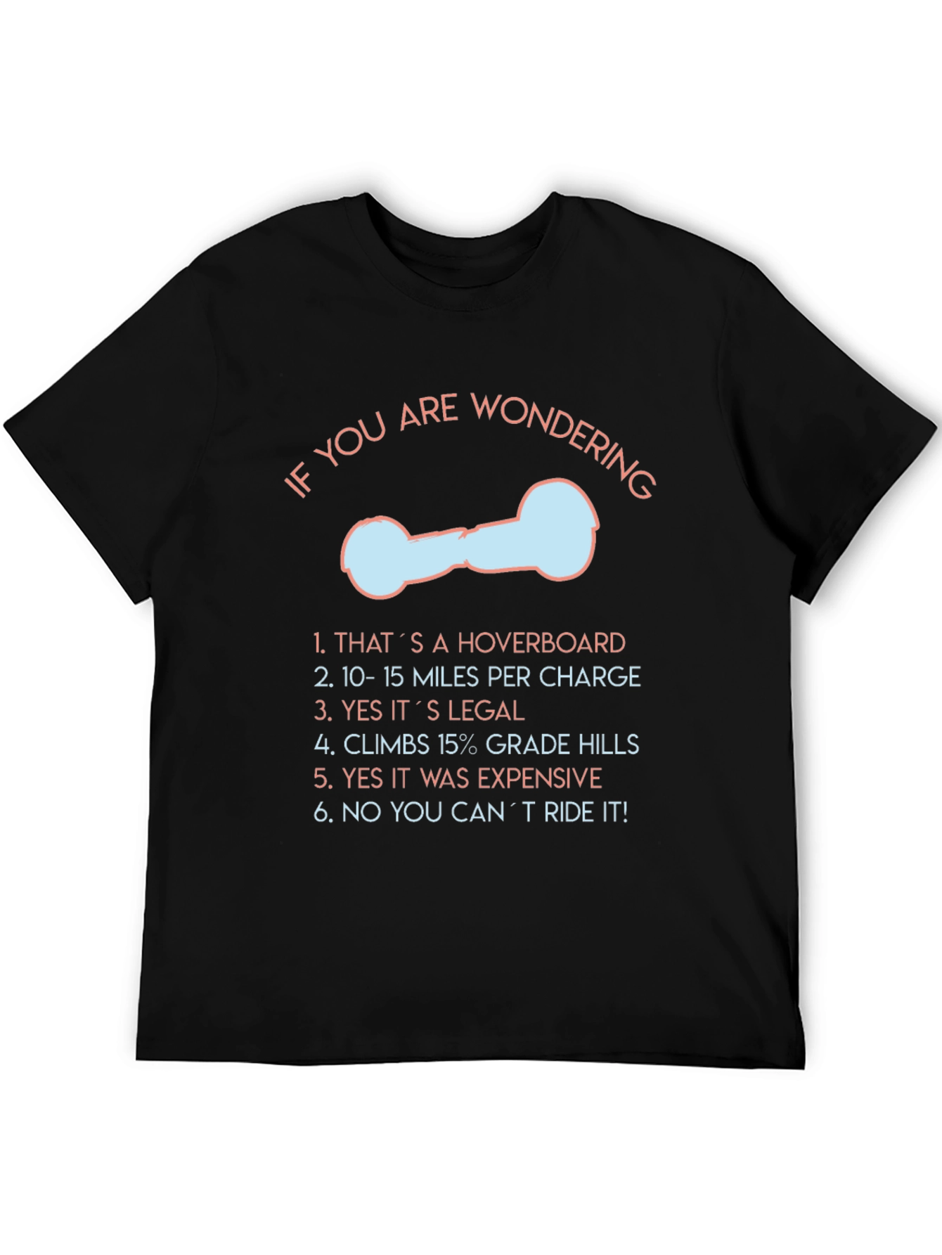 Black Funny Hoverboard T-Shirt view 5