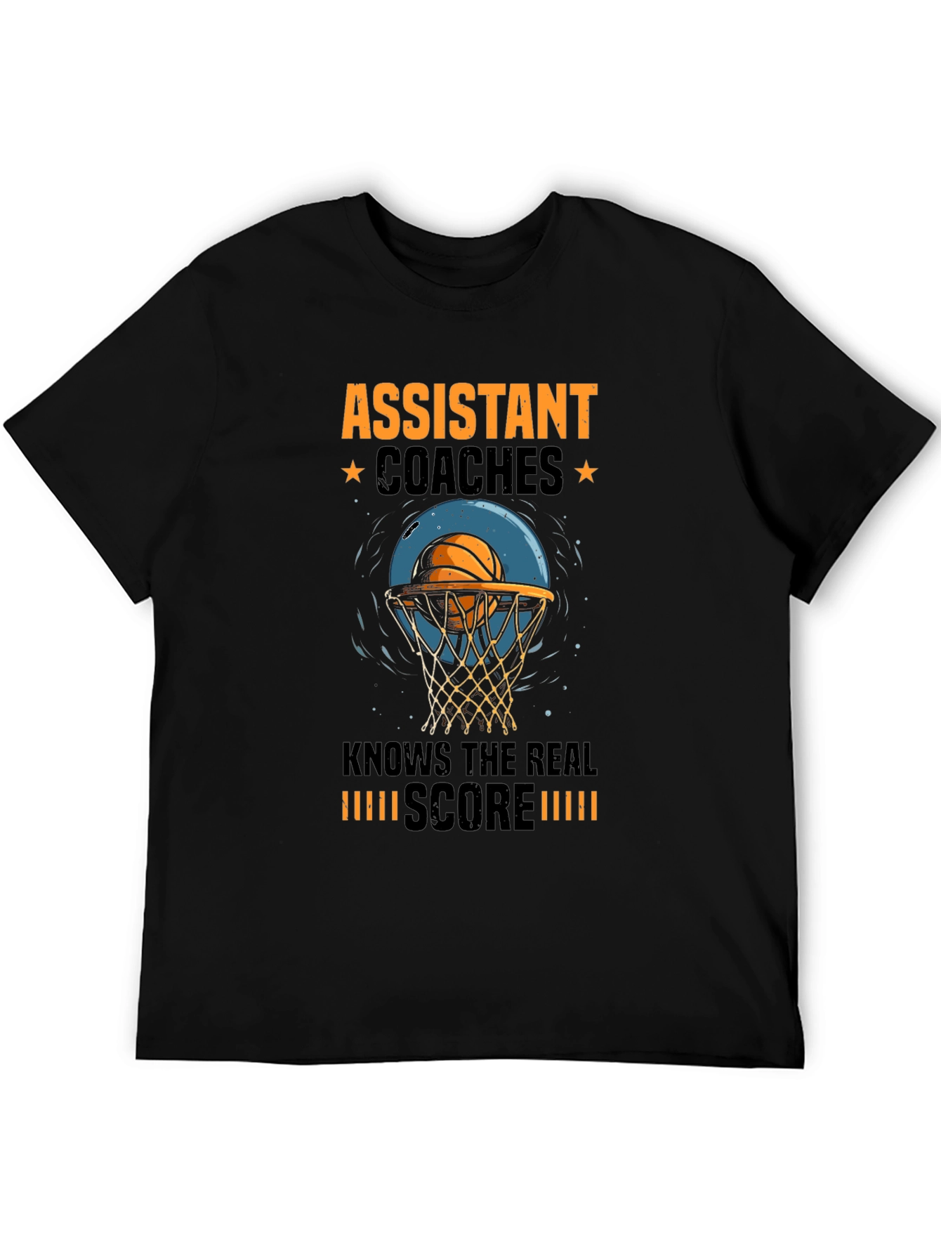 Black Assistant Coaches T-Shirt: Real Score Basketball Tee view 5