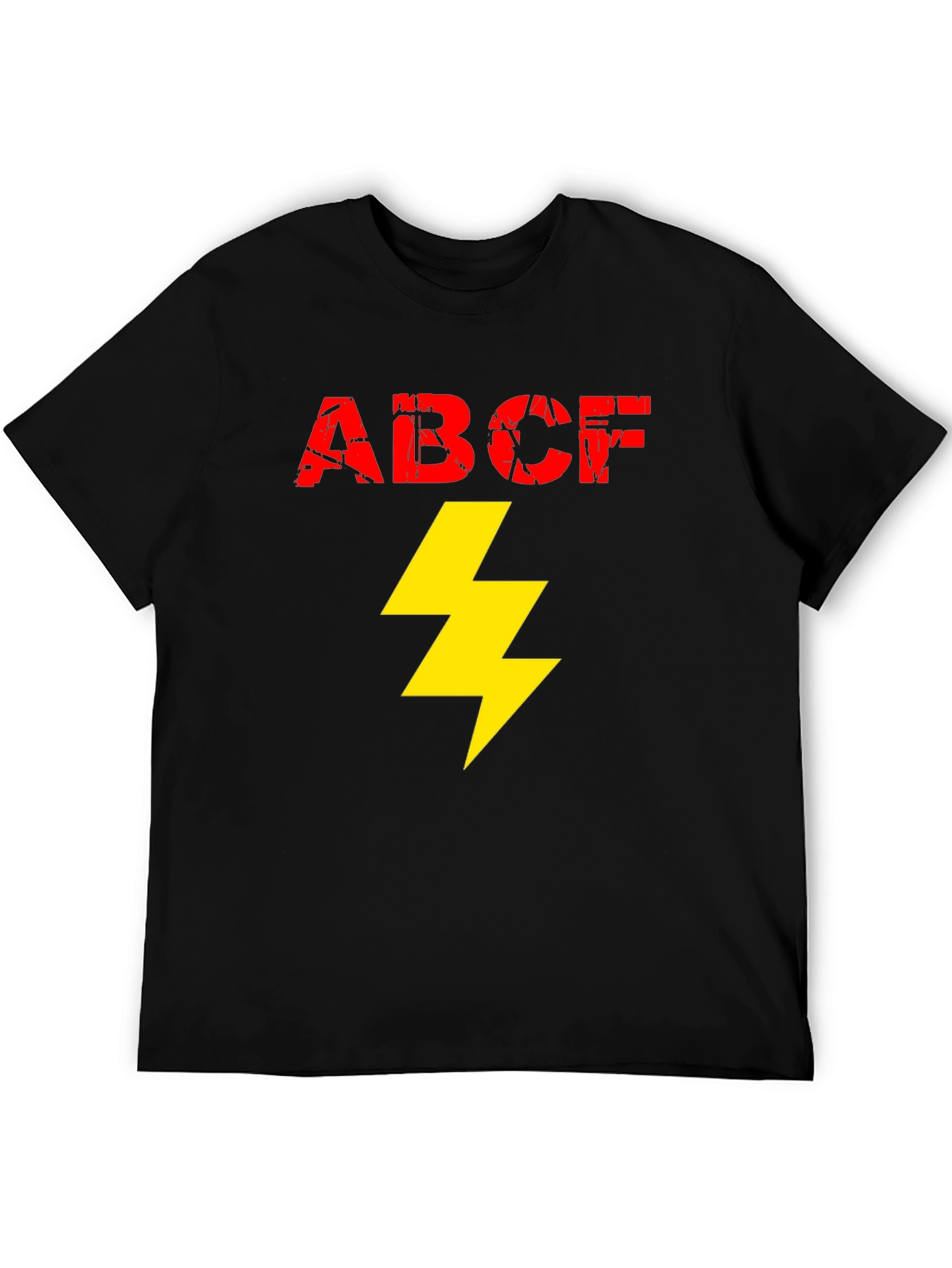 Black ABCF Lightning Bolt Graphic Tee - Cool Men's Black T-Shirt view 5