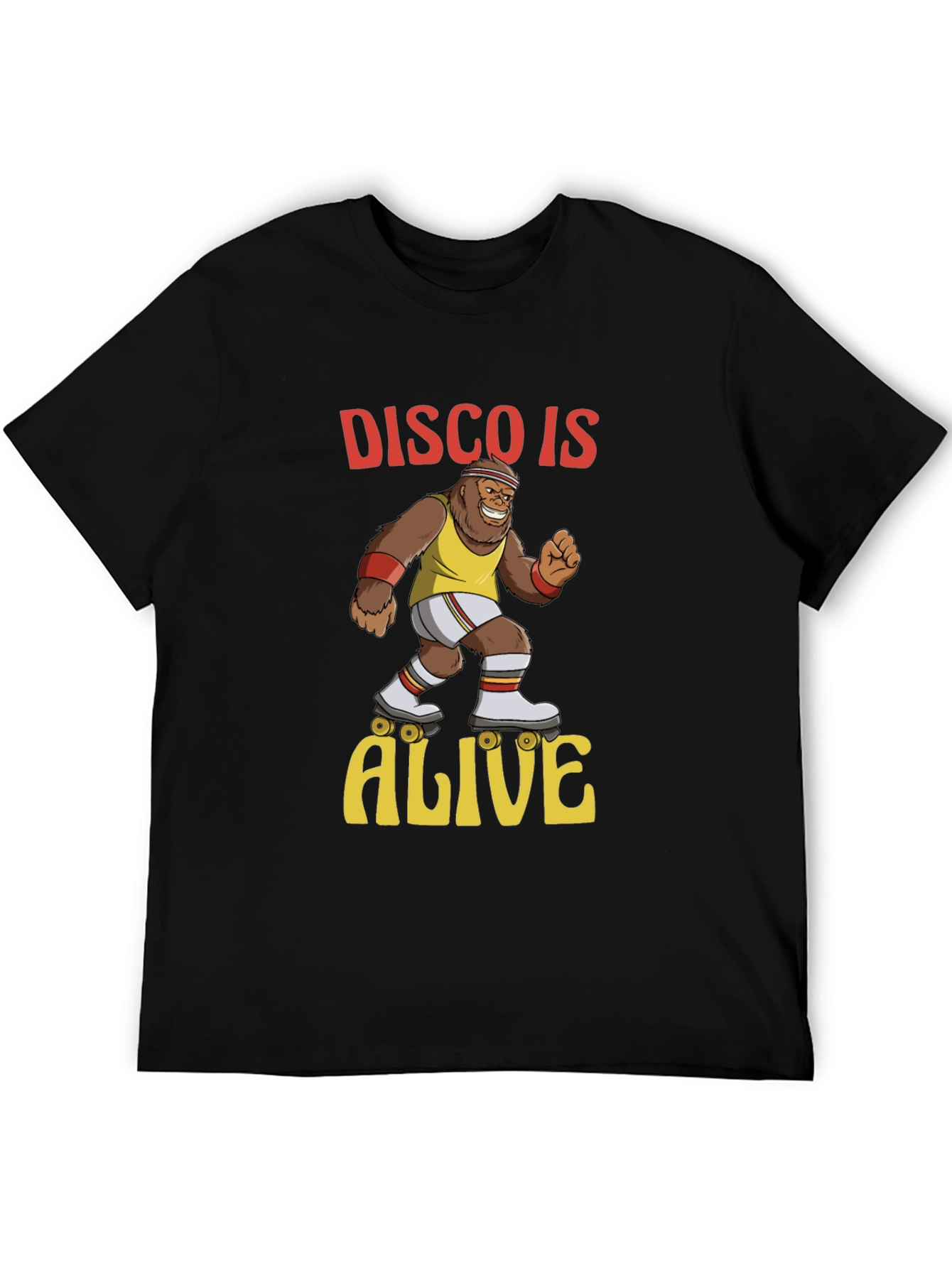 Black Disco Gorilla T-Shirt - Retro Roller Skate Design view 5