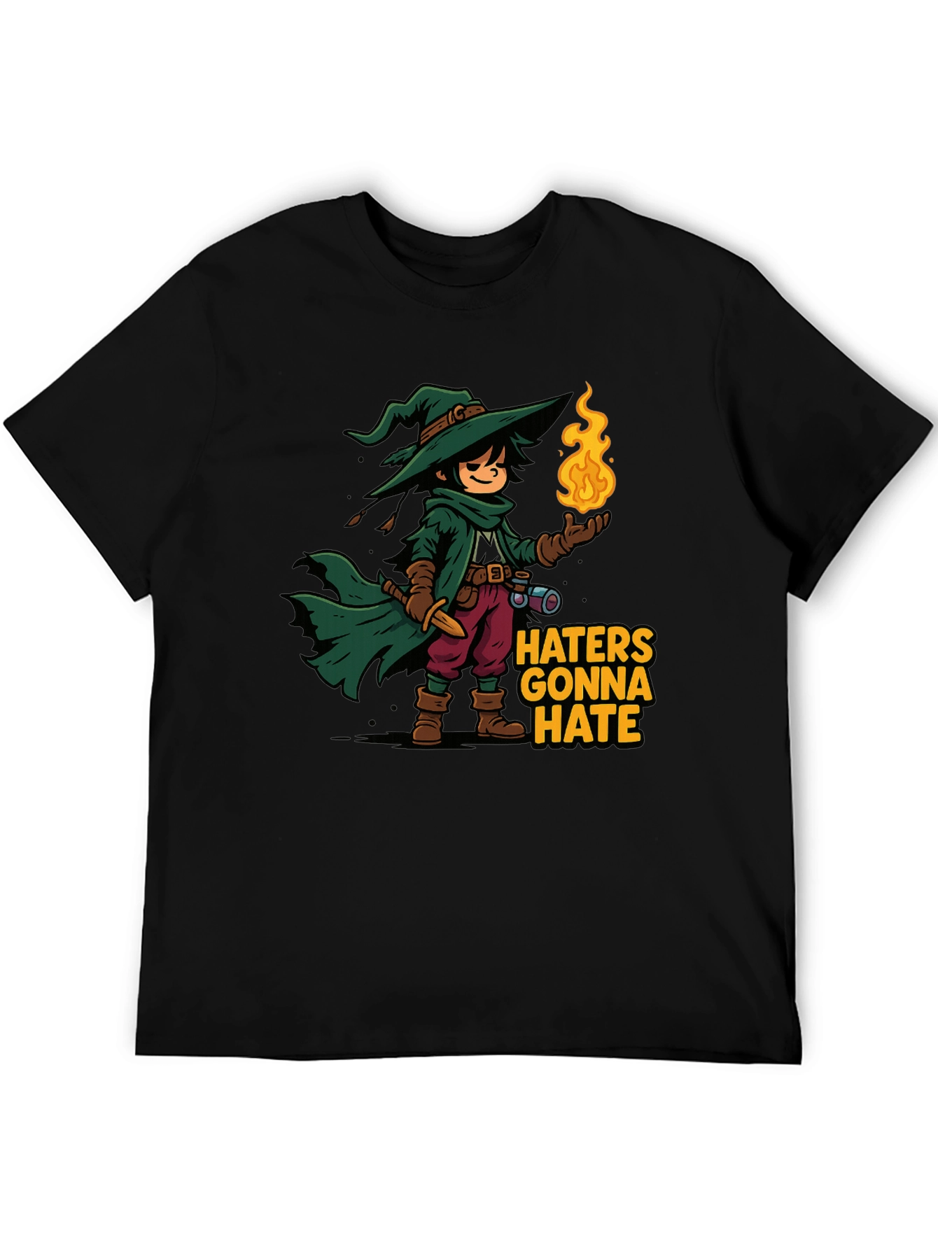 Black Haters Gonna Hate Wizard Cartoon T-Shirt view 5