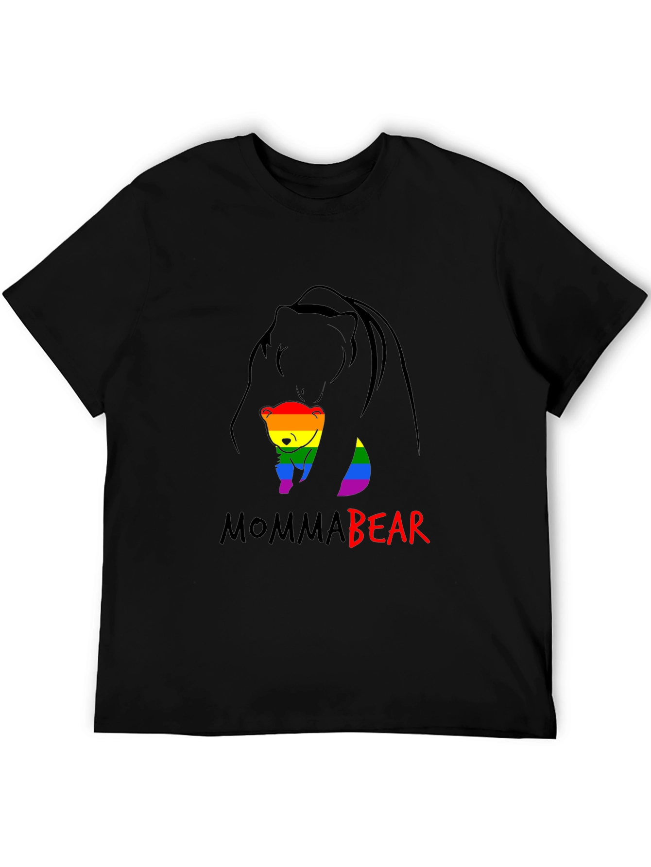 Black Momma Bear Pride T-Shirt - Rainbow Graphic Tee view 5