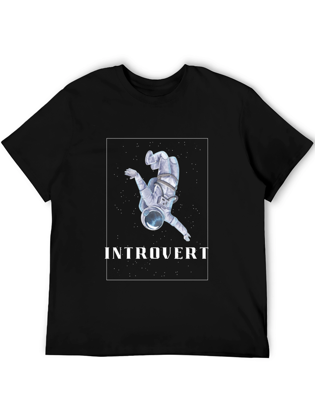 Black Introvert Astronaut Graphic T-Shirt view 5