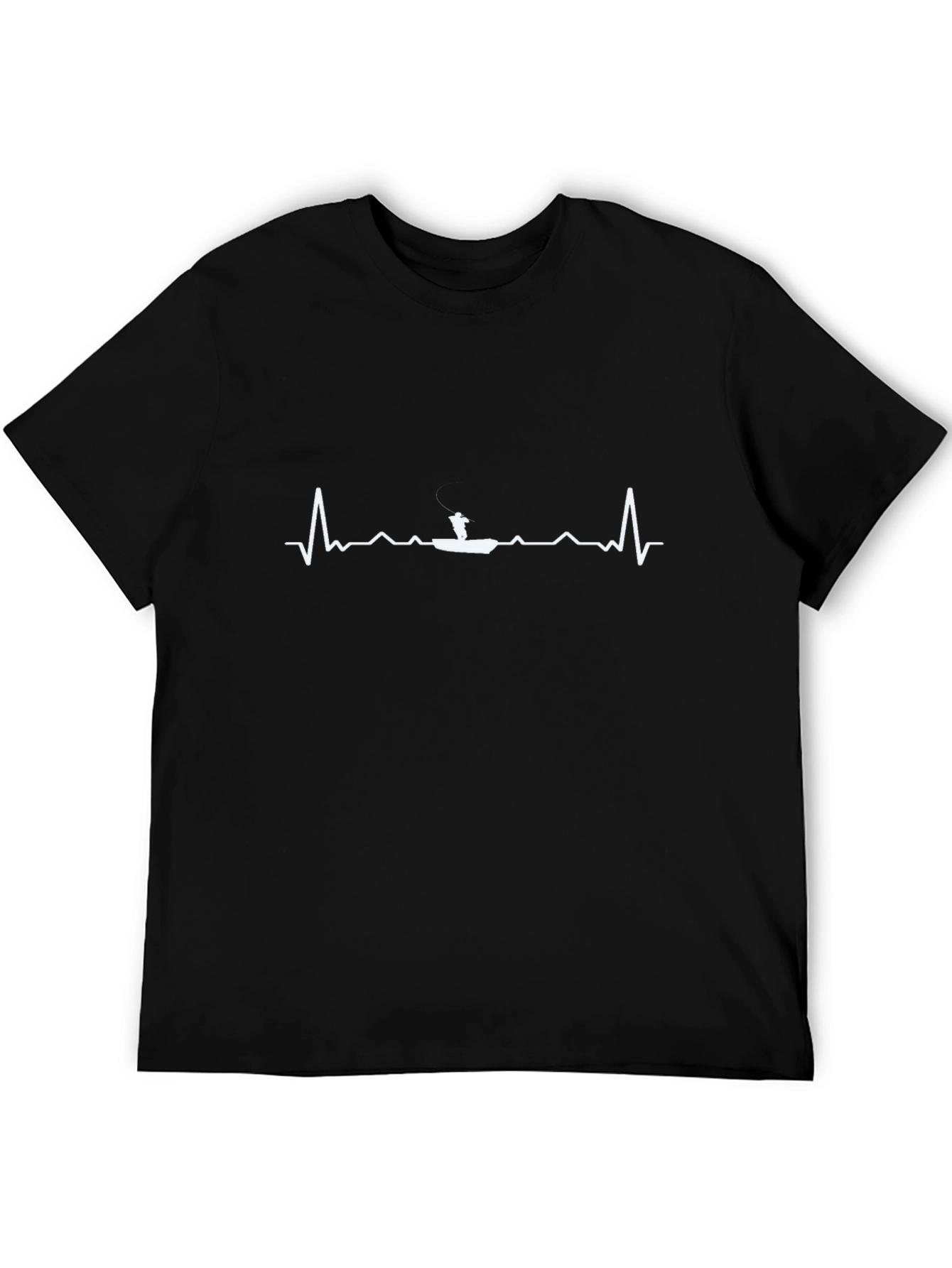 Black Fishing Heartbeat T-Shirt -  Angler's Life Line view 5