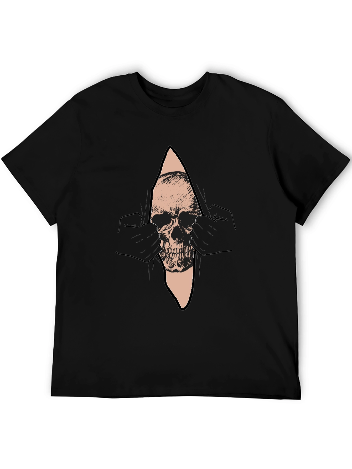 Black Skull Graphic T-Shirt - Men's Black Crew Neck Tee view 5