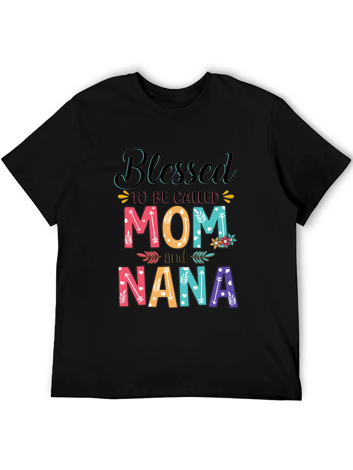 Black Blessed Mom and Nana T-Shirt view 5