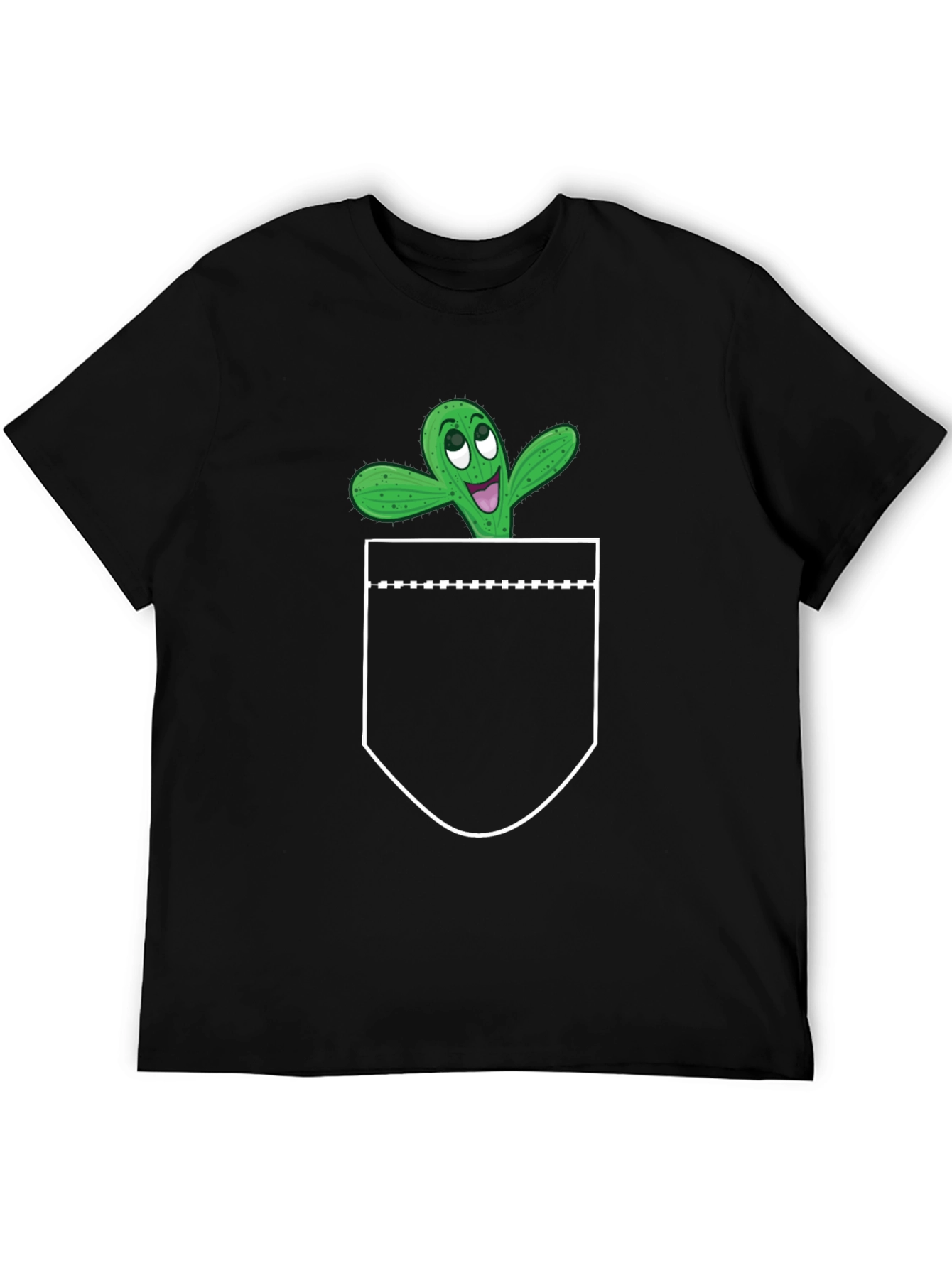 Black Cactus Pocket Graphic Tee - Fun Novelty T-Shirt view 5