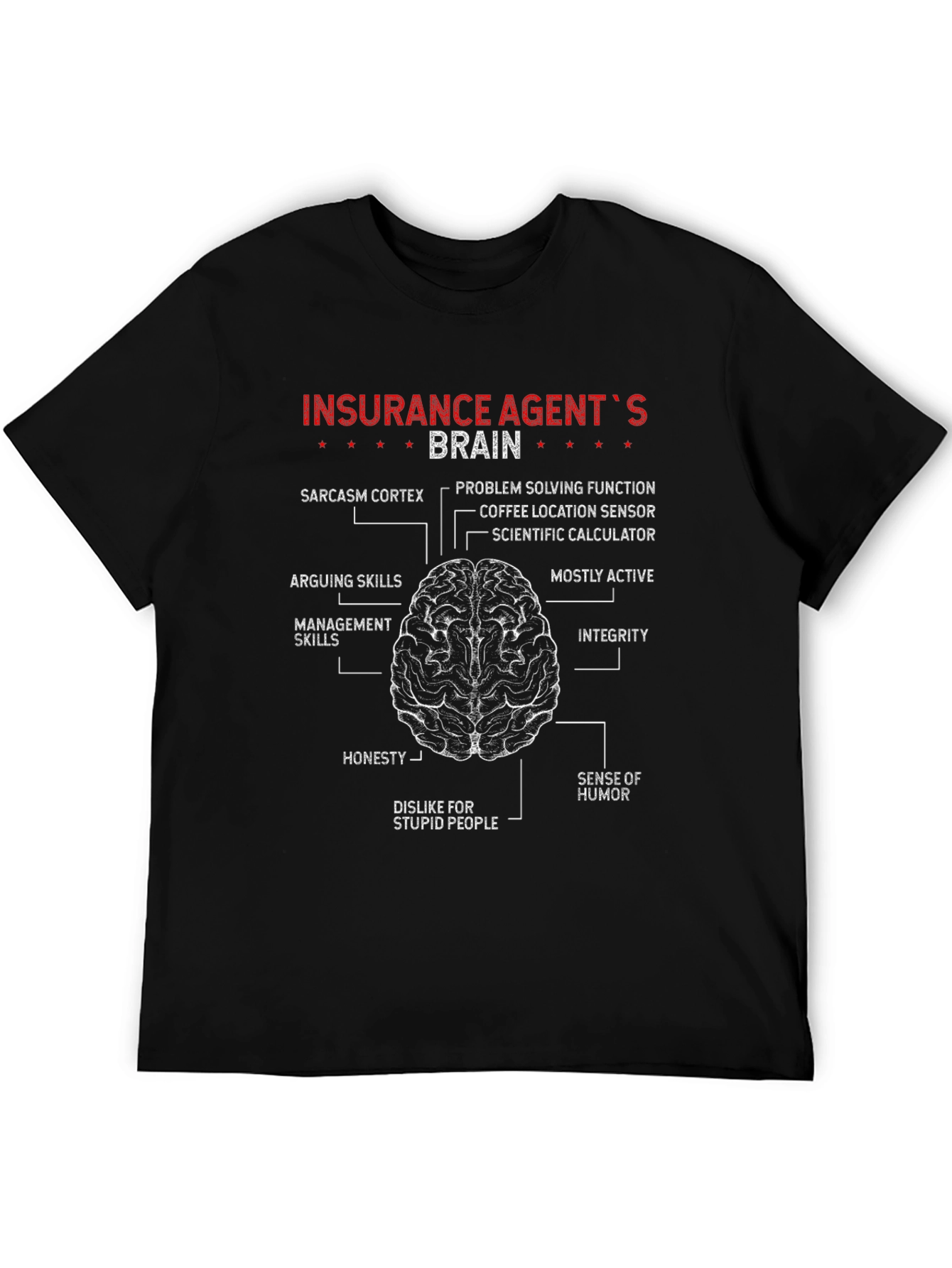 Black Insurance Agent Brain Anatomy T-Shirt view 5