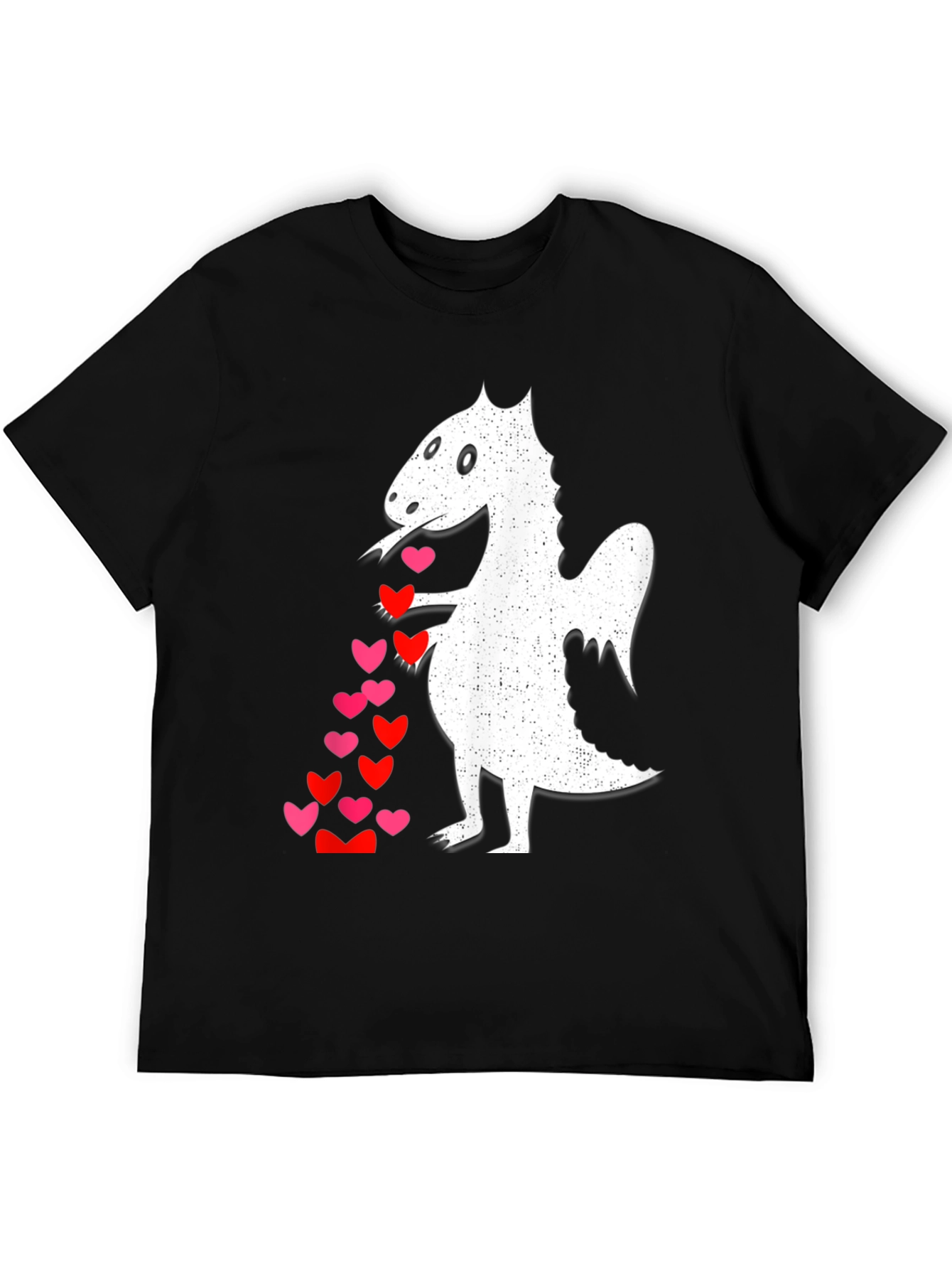 Black Dragon Love T-Shirt - Whimsical Heart Design view 5