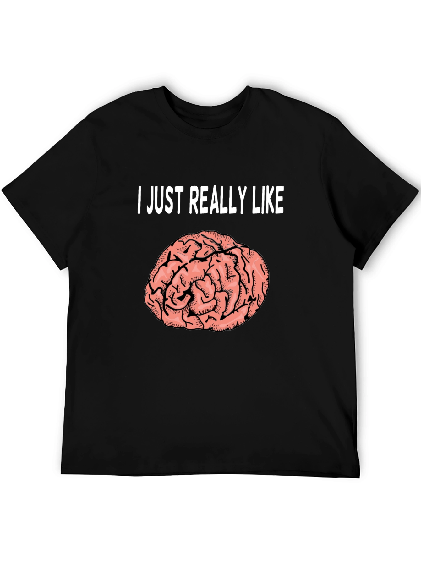 Black Brain Graphic T-Shirt: I Just Really Like Brains Tee view 5