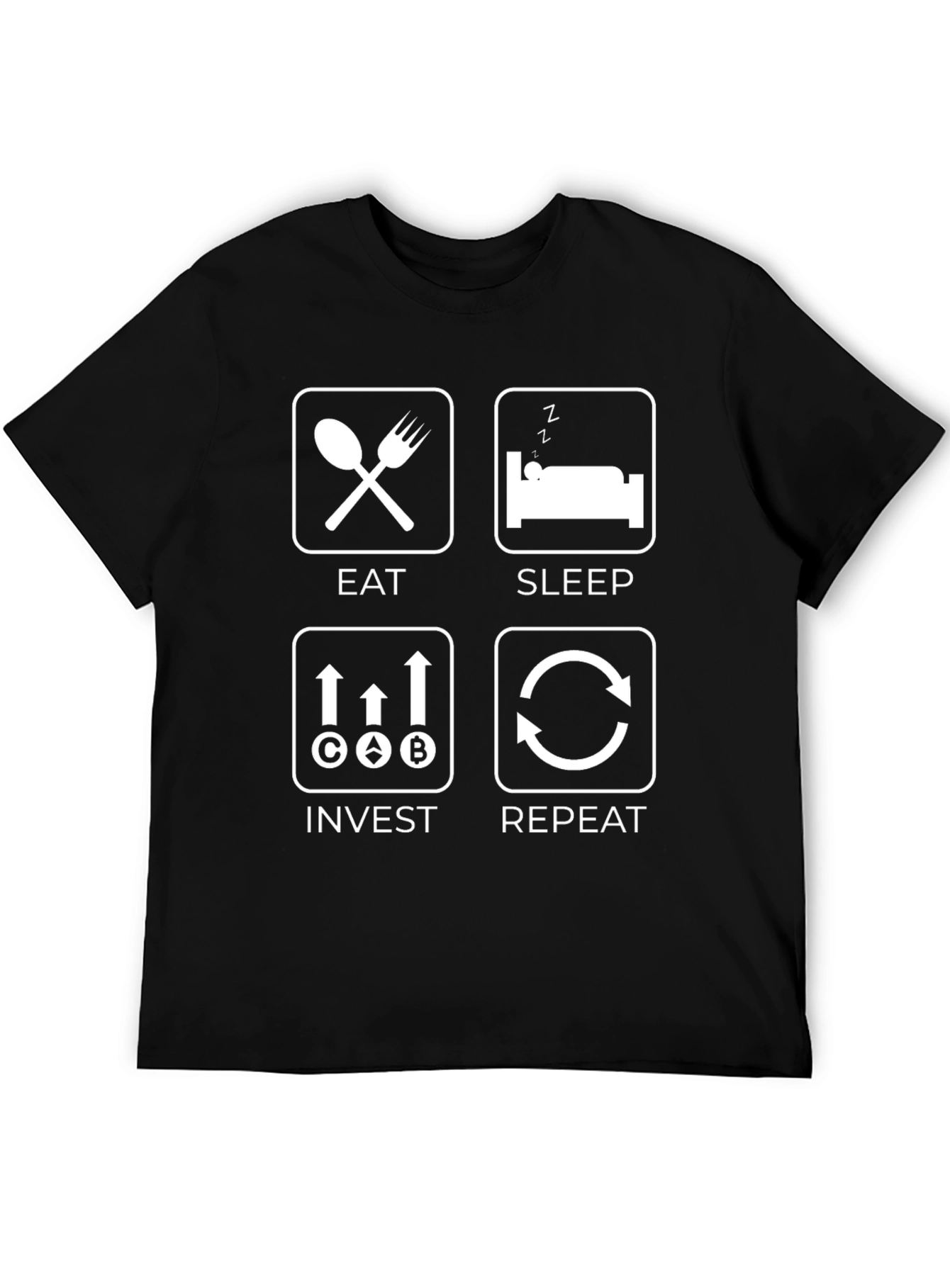 Black Eat Sleep Invest Repeat Graphic Tee view 5