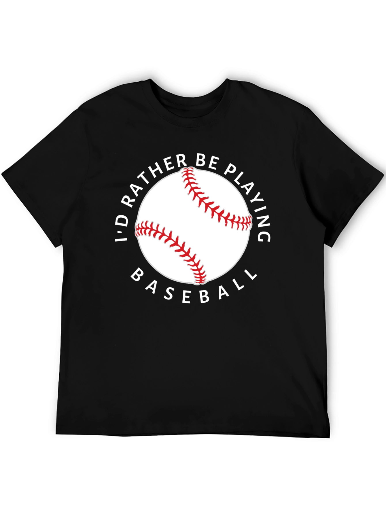 Black I'd Rather Be Playing Baseball Black Tee view 5