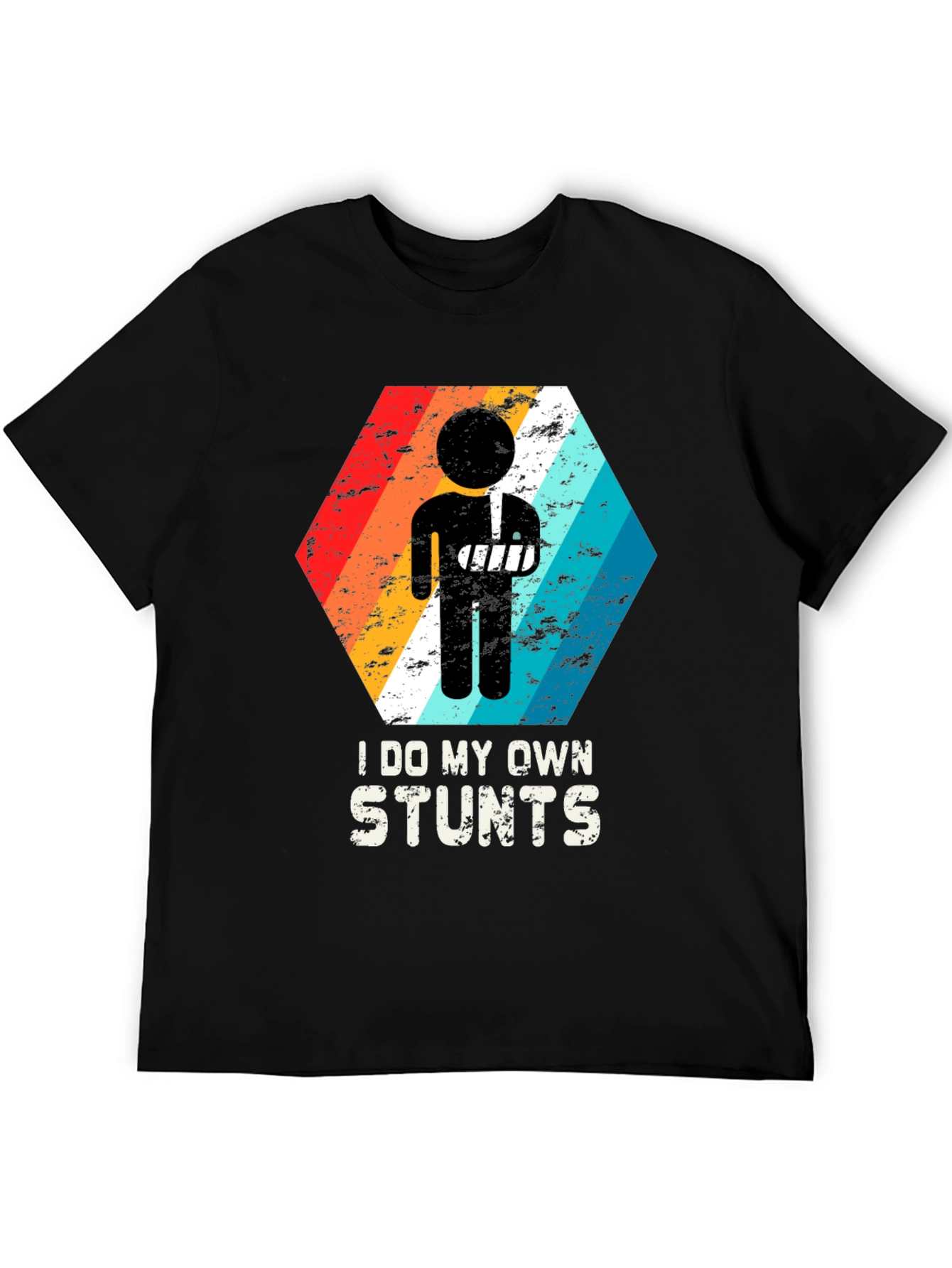 Black I Do My Own Stunts Broken Arm T-Shirt view 5