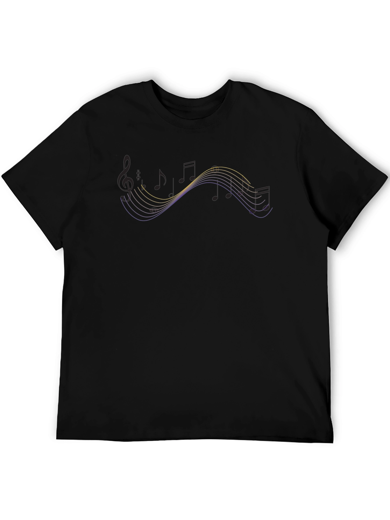 Black Musical Notes Graphic Black T-Shirt view 5