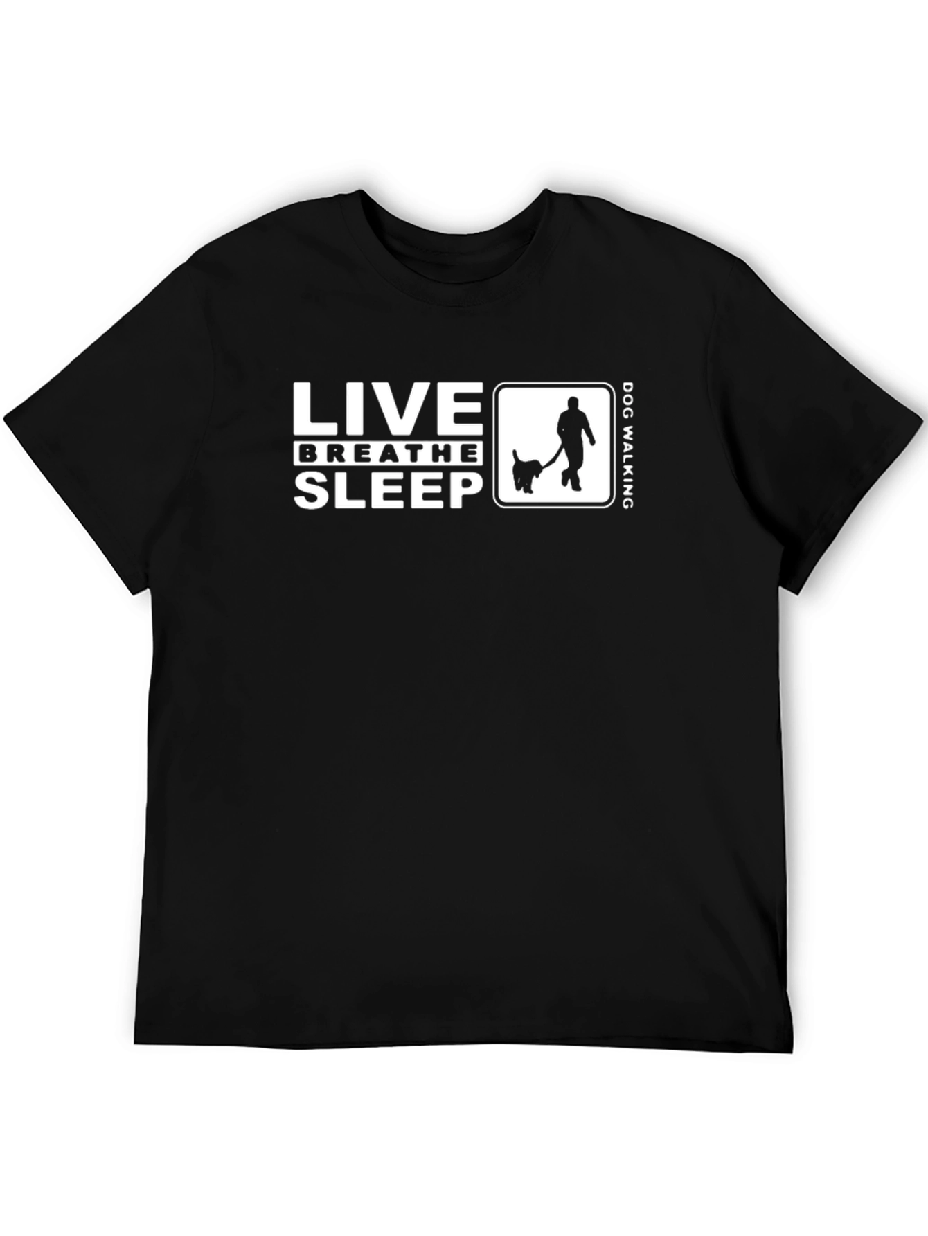 Black Live Breathe Sleep Dog Walking Black T-Shirt view 5
