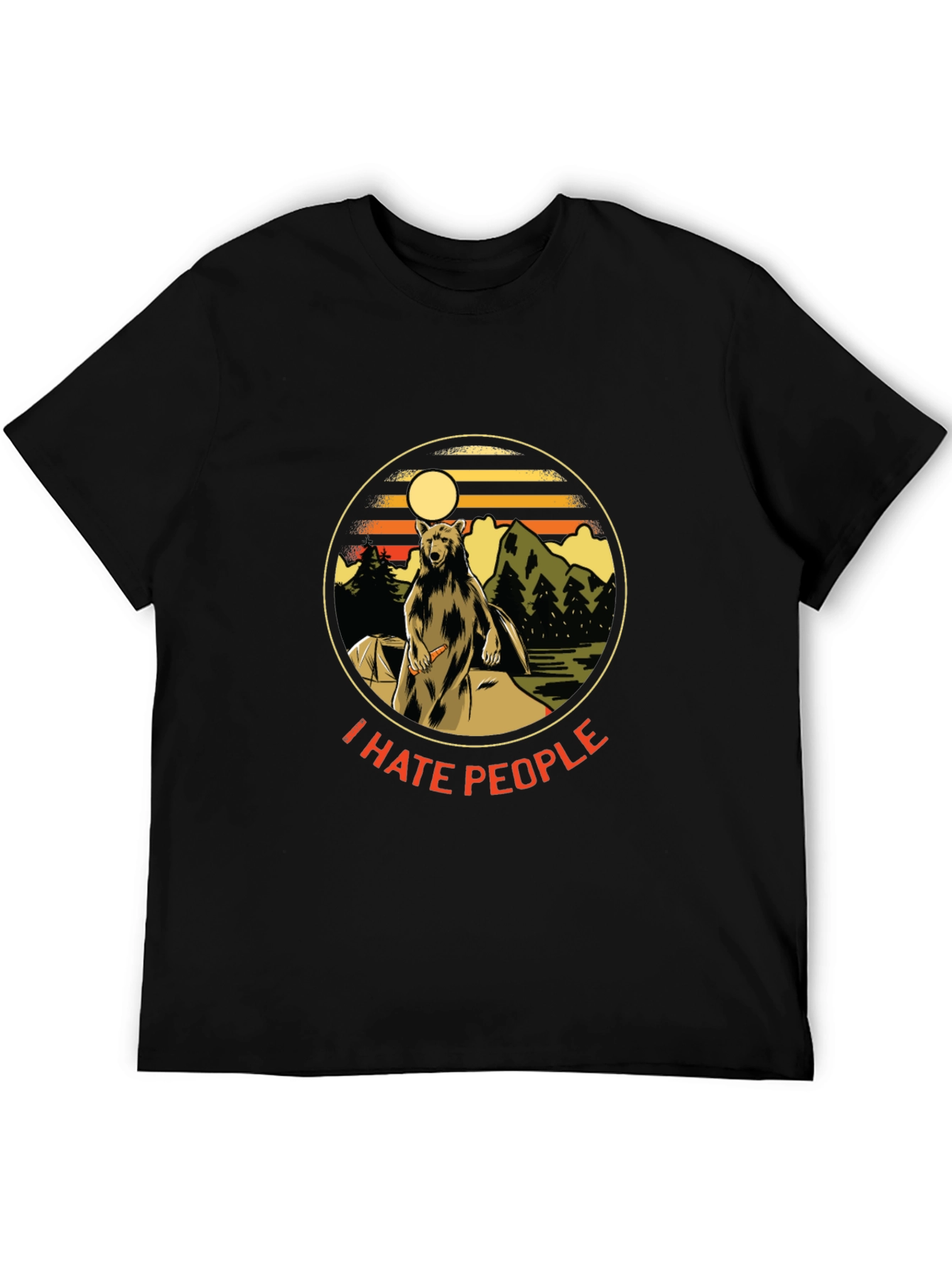 Black I Hate People Bear T-Shirt - Camping Nature Tee view 5