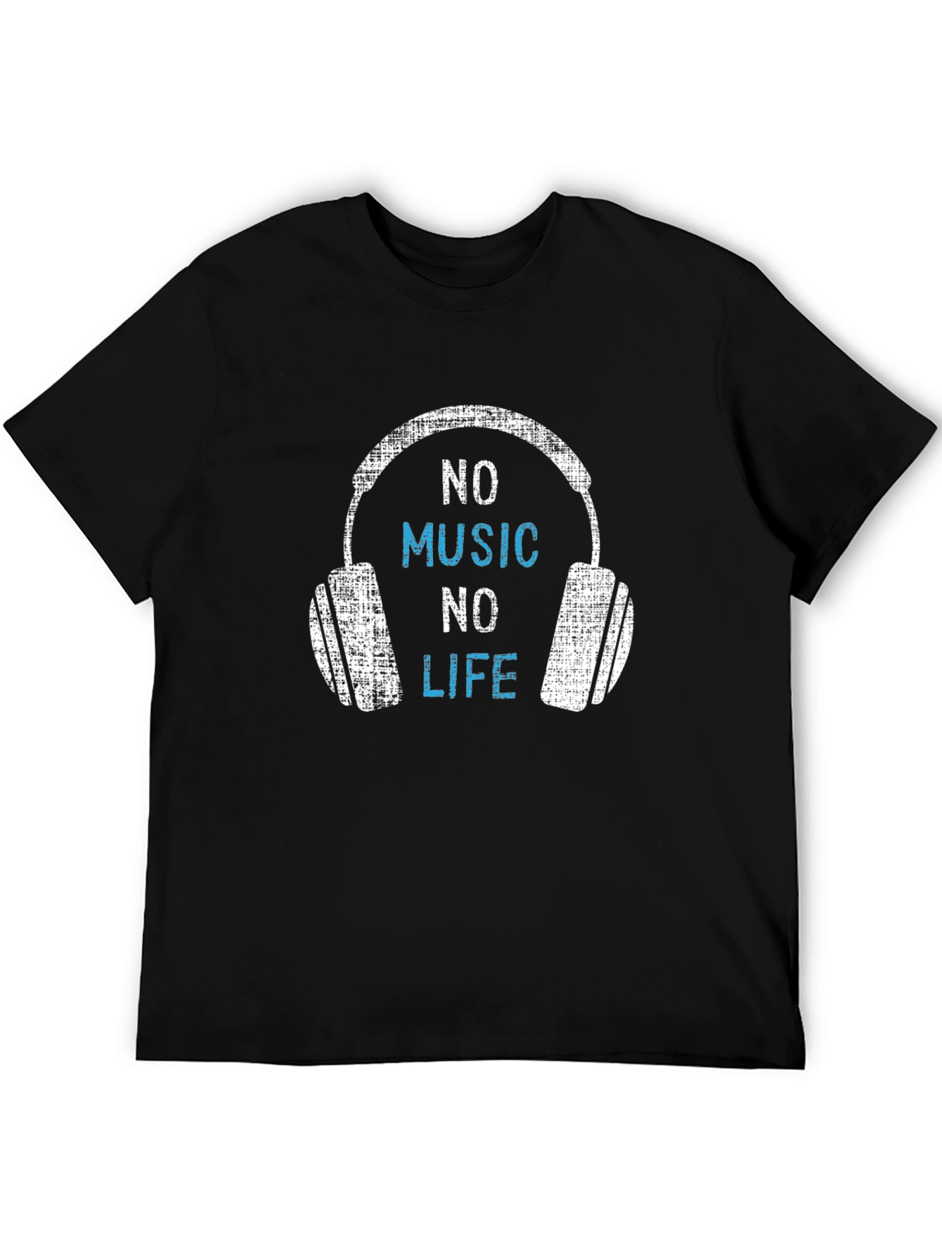Black No Music No Life T-Shirt - Music Lover Tee view 5