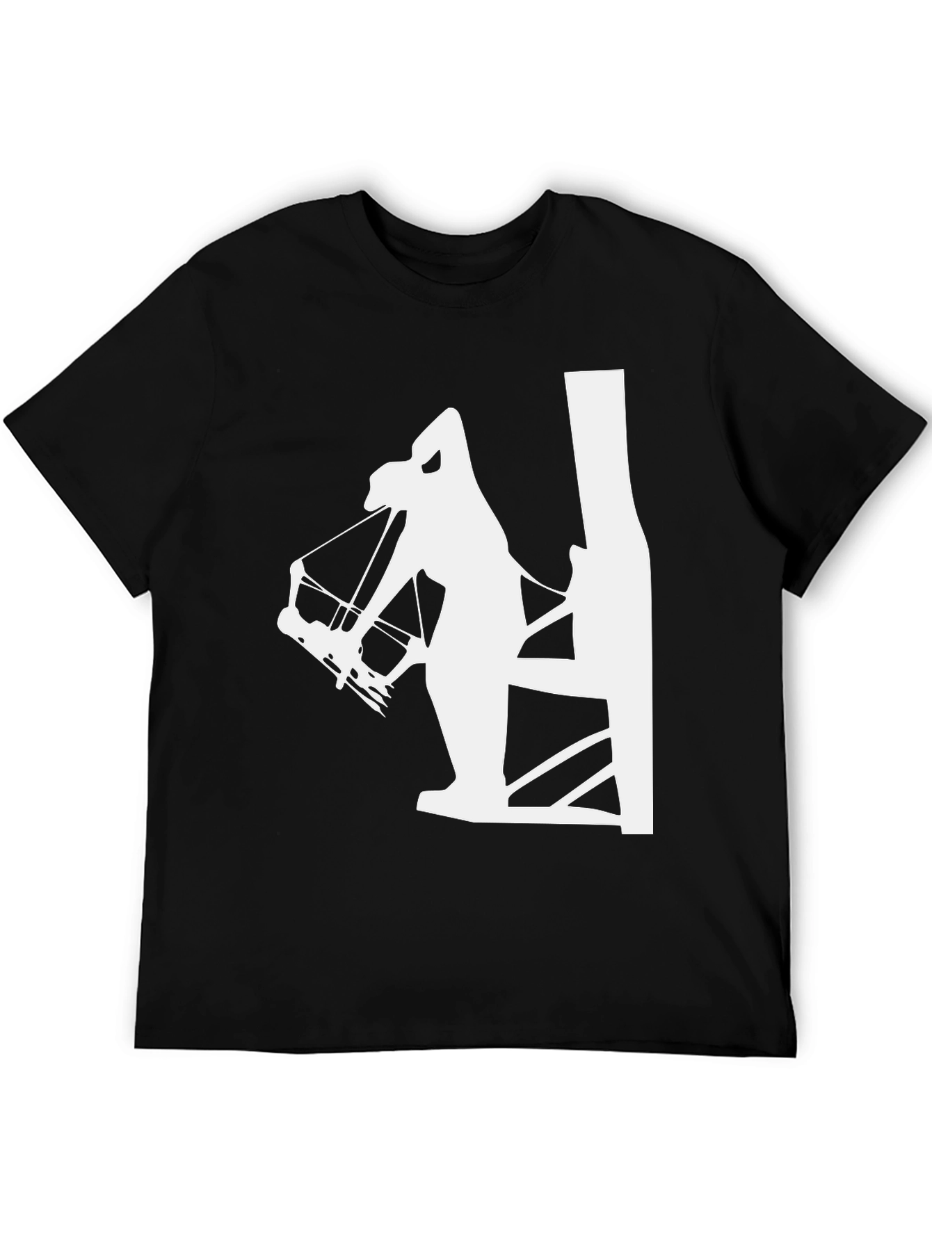 Black Archer Silhouette Graphic Tee - Black Cotton T-Shirt view 5