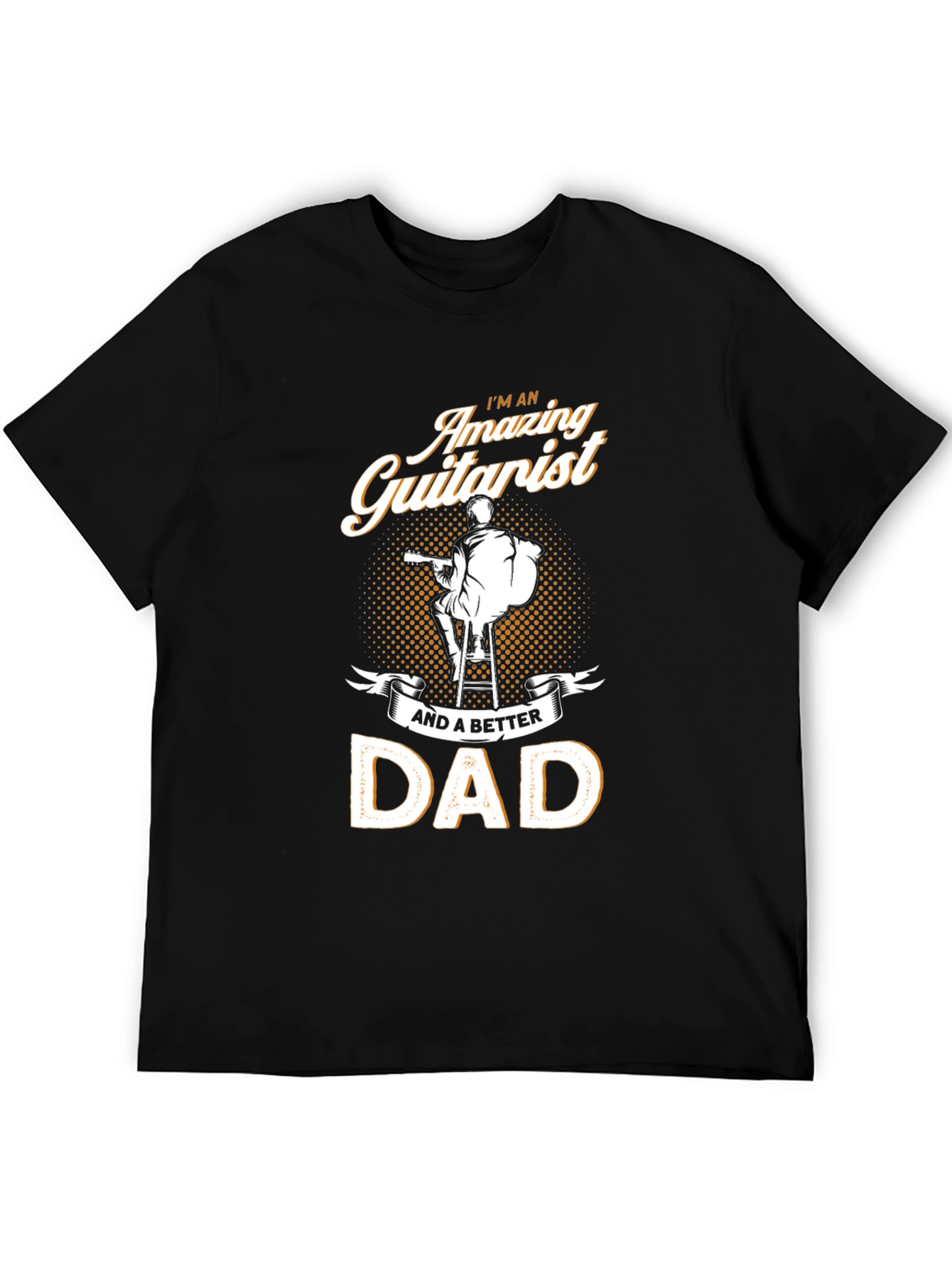 Black Amazing Guitarist Dad Black T-Shirt view 5