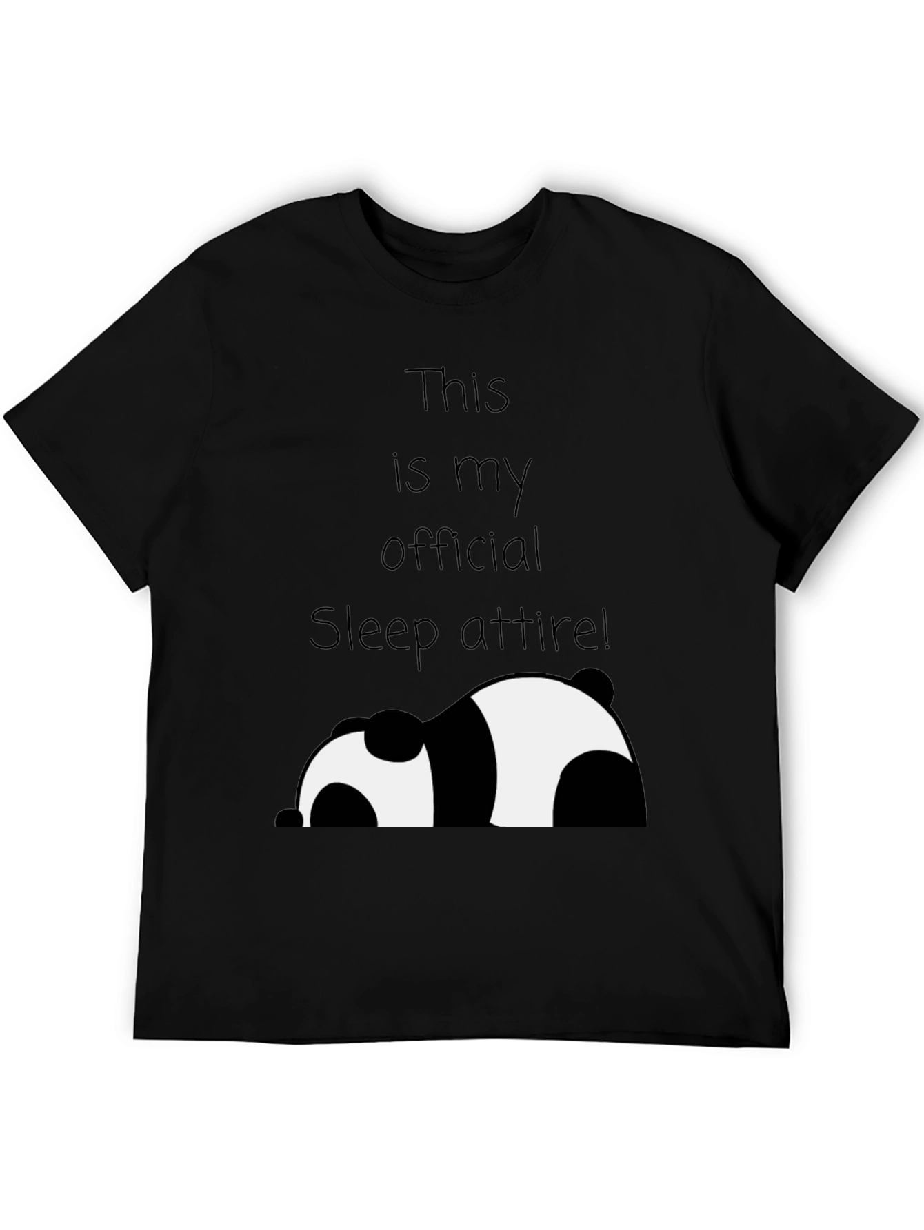 Black Funny Panda Sleep Attire T-Shirt view 5