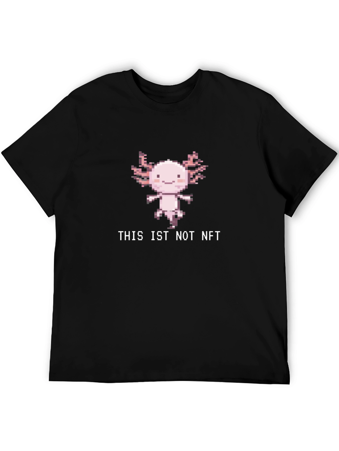 Black Axolotl Pixel Art T-Shirt - "This is Not NFT" Gamer Tee view 5