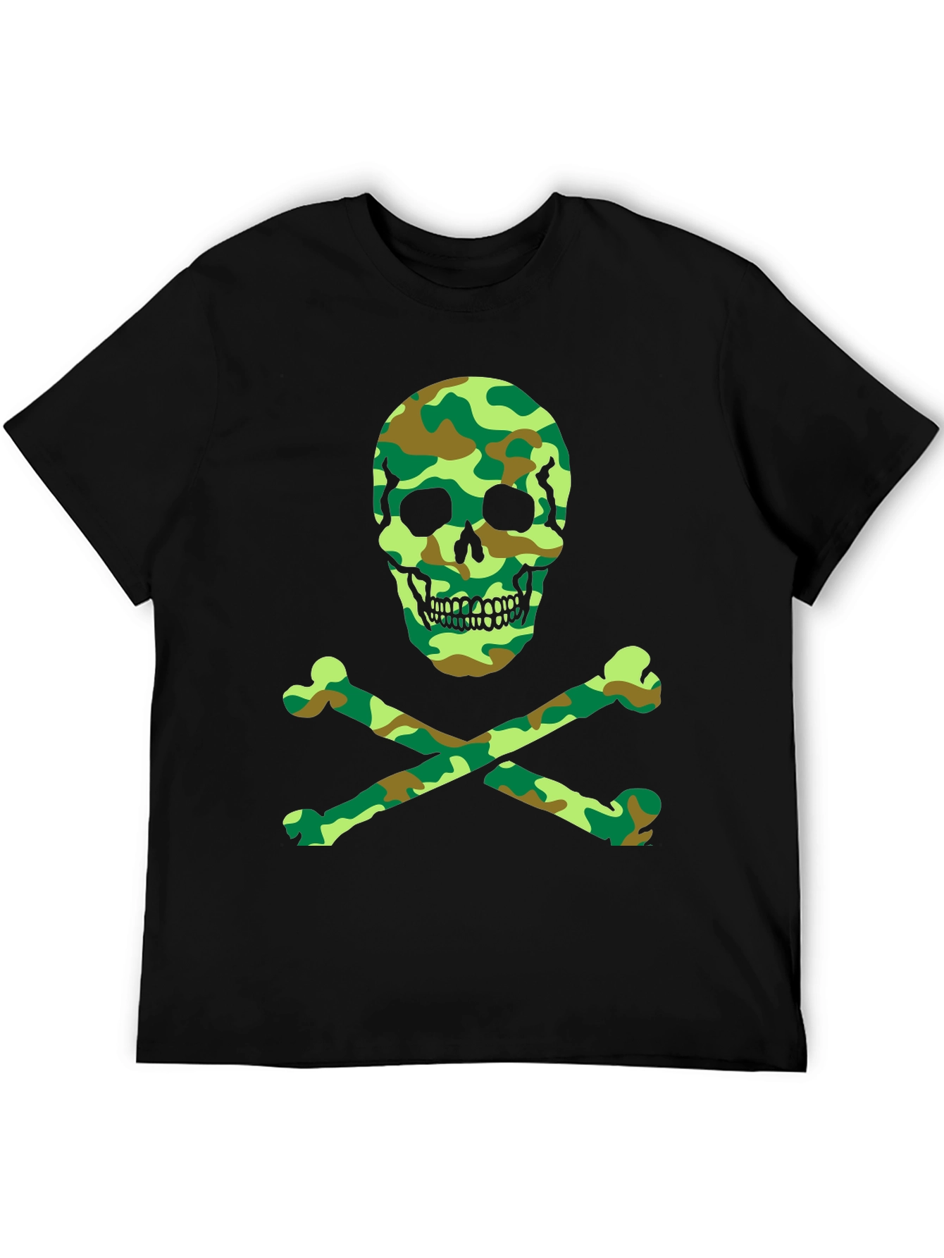 Black Camo Skull & Crossbones Graphic T-Shirt view 5