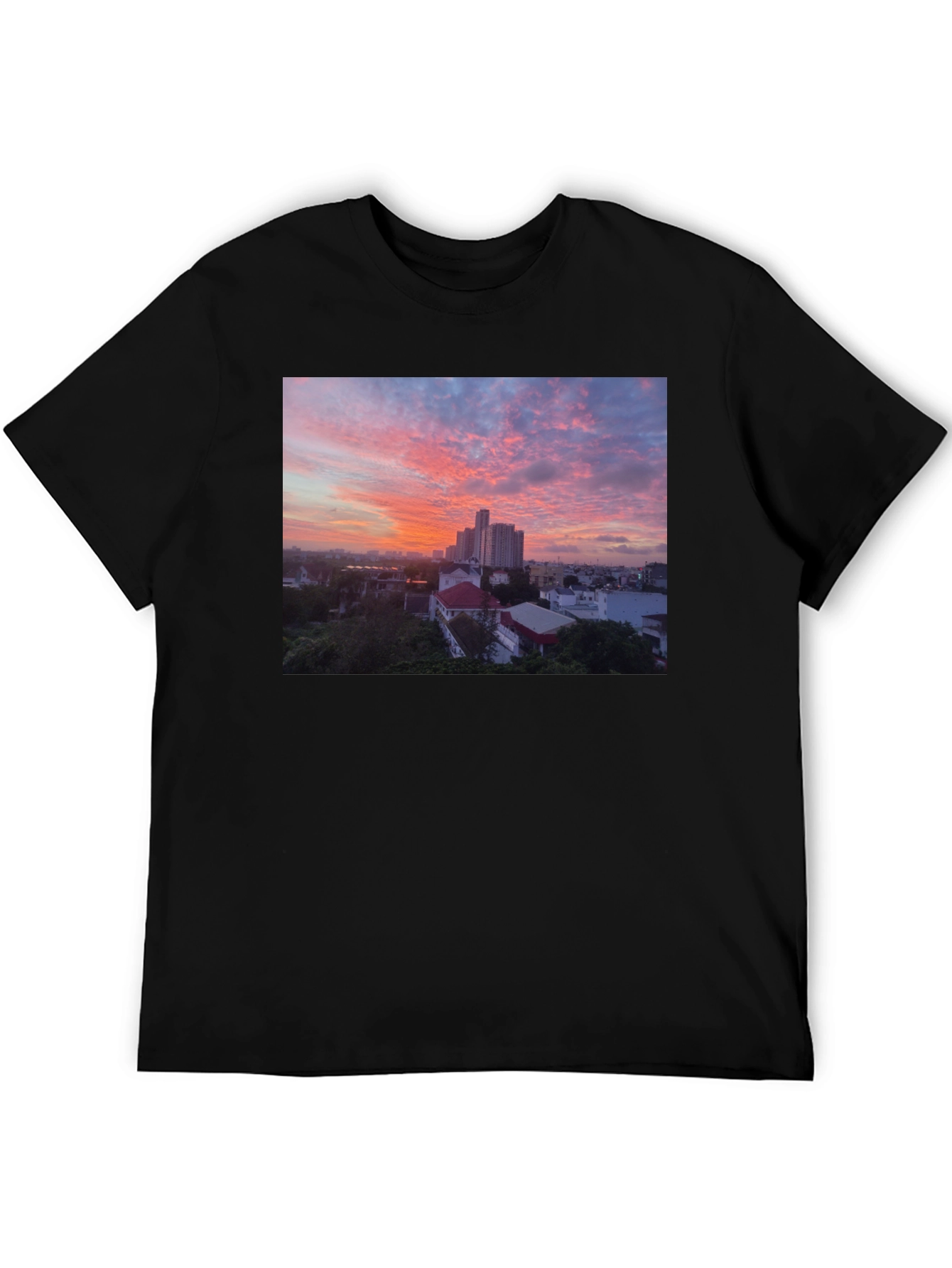Black Sunset Cityscape Graphic Tee view 5