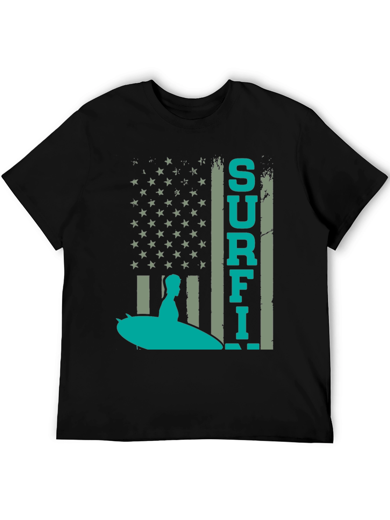Black Surf American Flag T-Shirt view 5