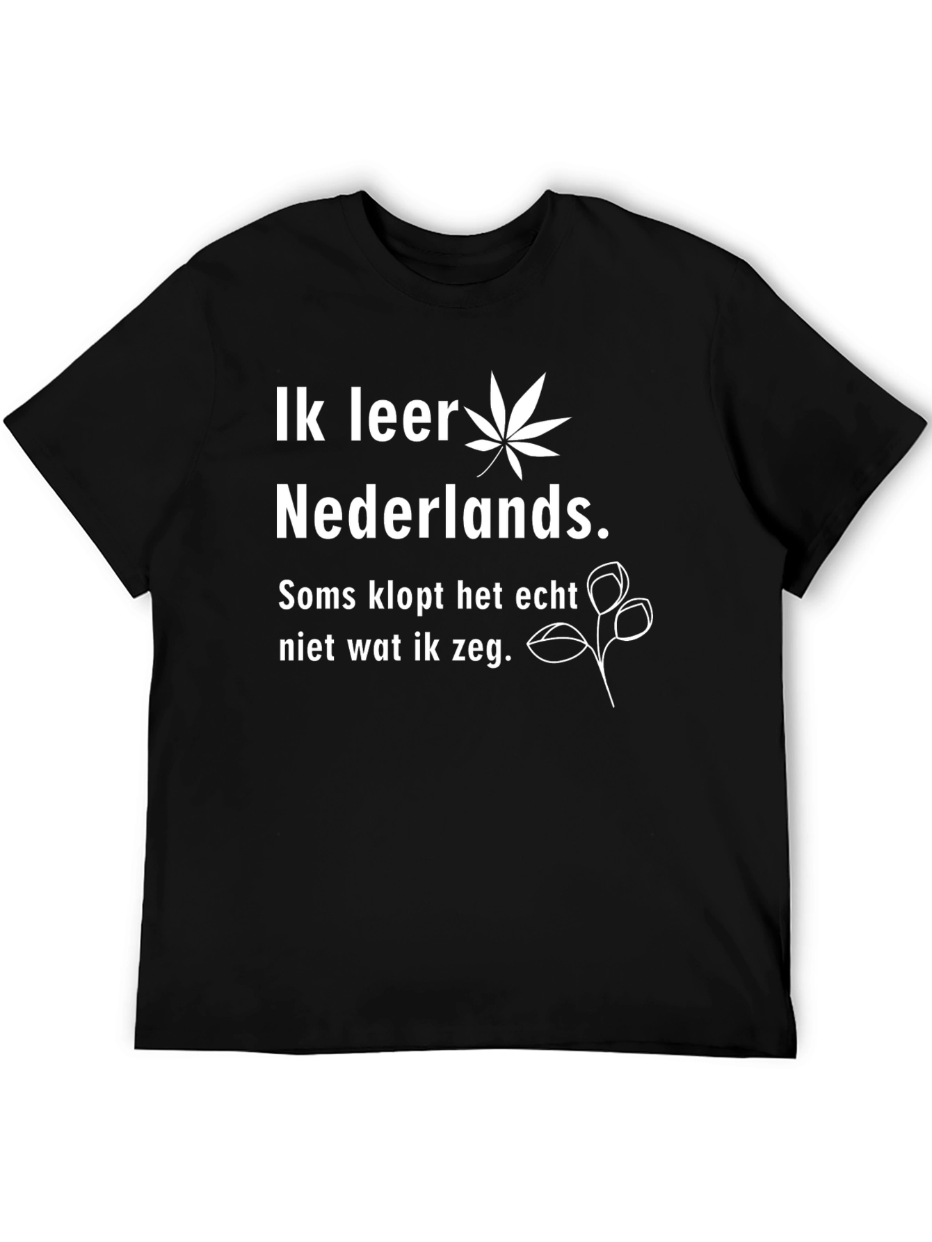 Black Humorous 'Learning Dutch' Graphic T-Shirt view 5