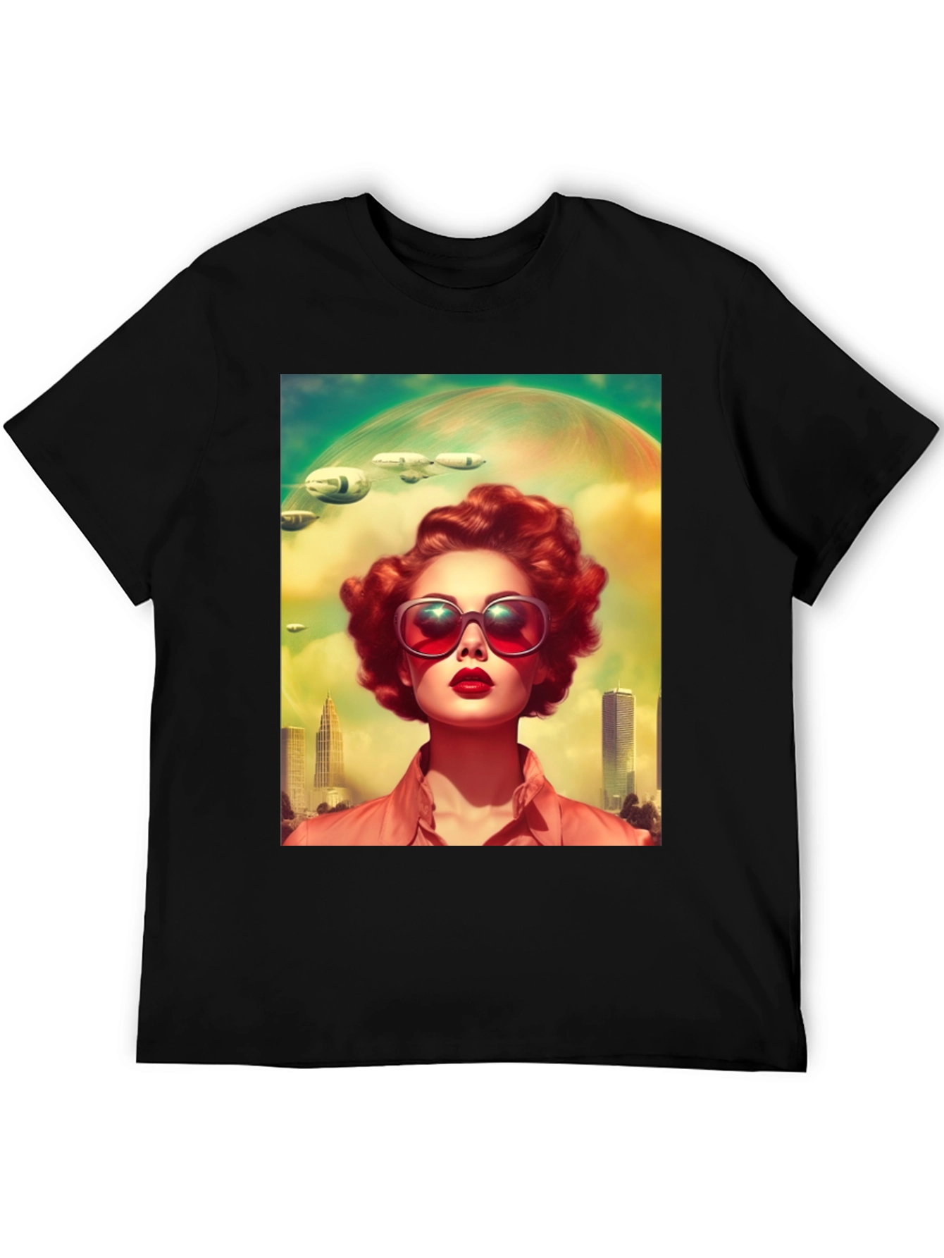 Black Retro Futuristic Woman T-Shirt view 5