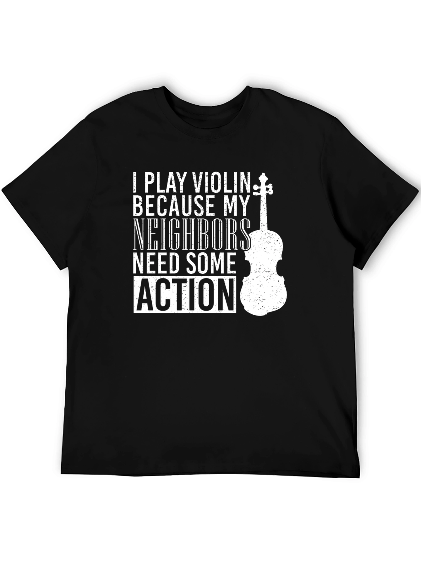 Black Funny Violin Player Graphic Tee view 5