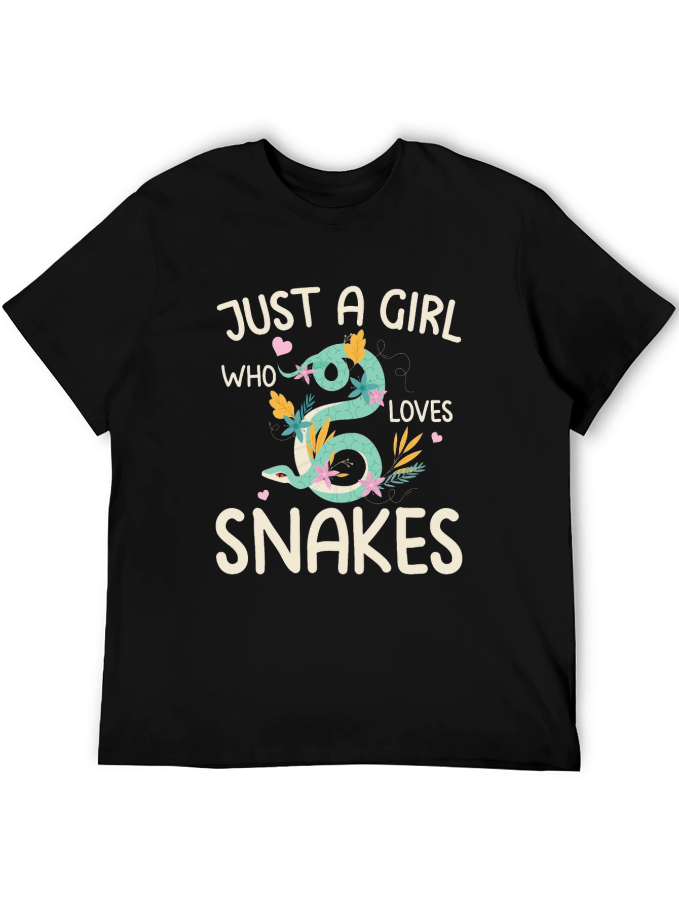 Black Just A Girl Who Loves Snakes T-Shirt view 5