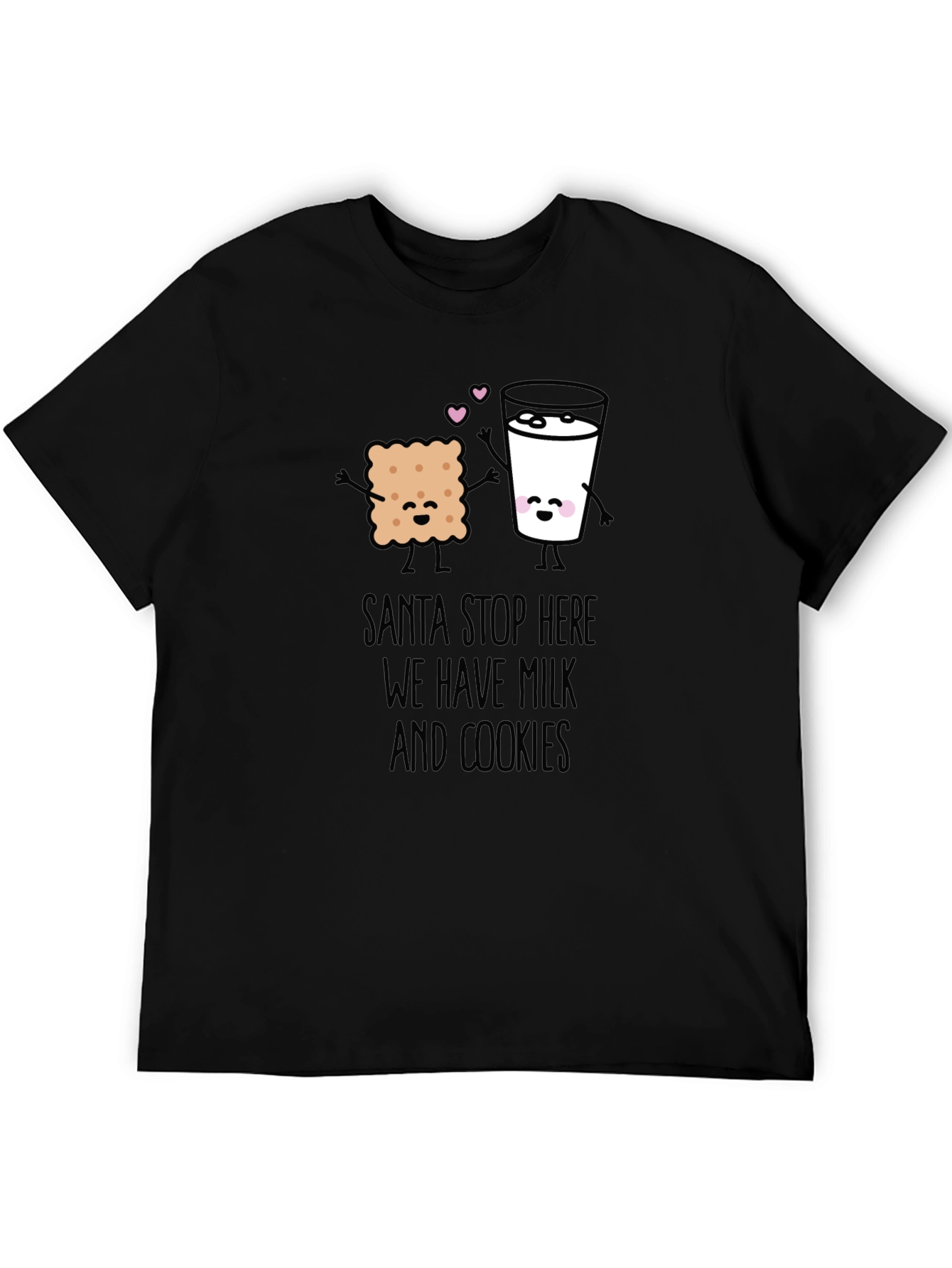 Black Santa Stop Here Milk & Cookies Graphic Tee view 5