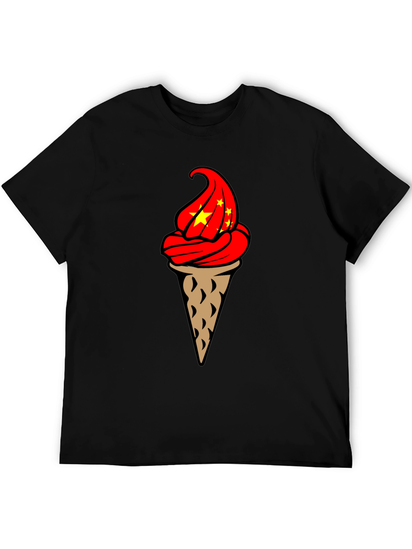 Black Ice Cream Cone Graphic T-Shirt - Novelty Design view 5