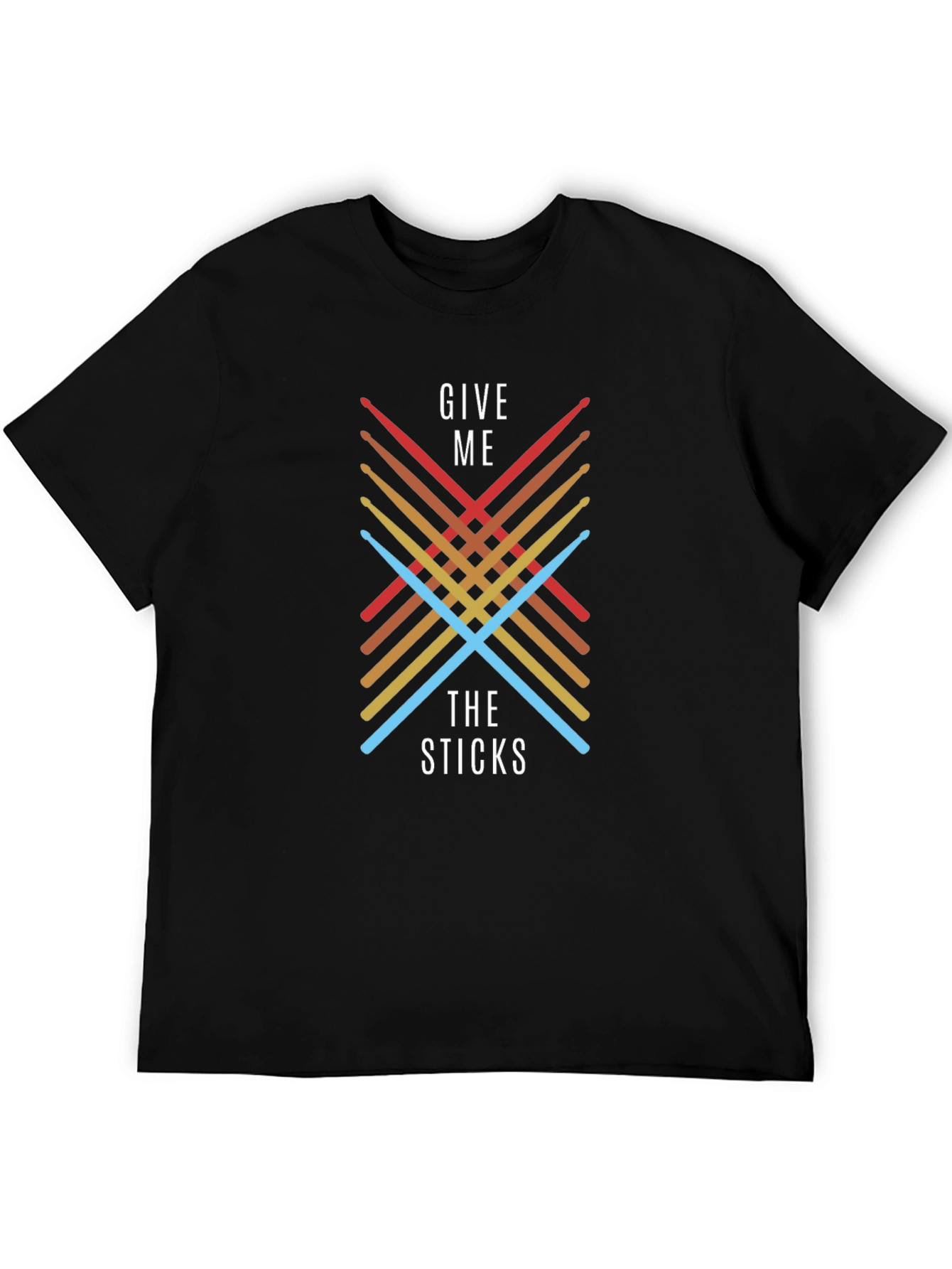Black Give Me The Sticks Graphic Tee - Musician Gift view 5