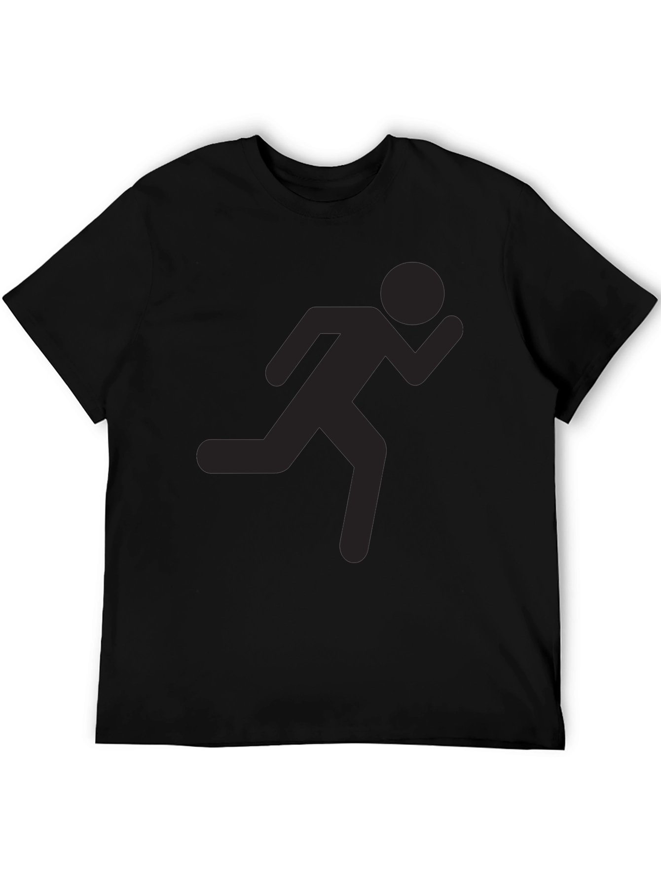 Black Running Man Graphic Tee - Black Cotton Blend view 5