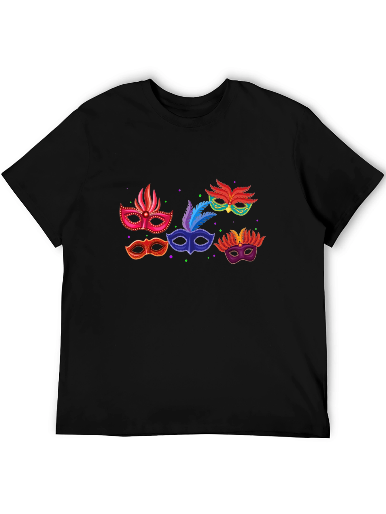 Mardi Gras Mask Graphic T-Shirt - Black - 5