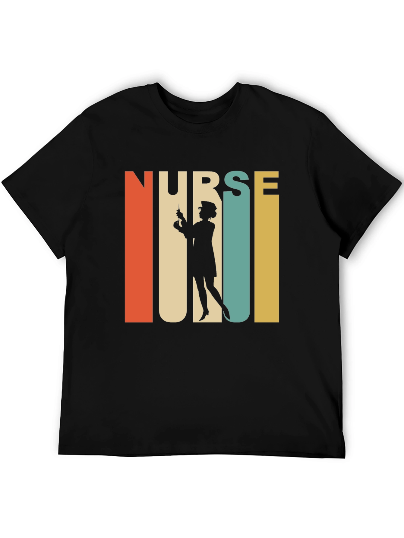 Black Retro Nurse Graphic T-Shirt - Vintage Style Tee view 5