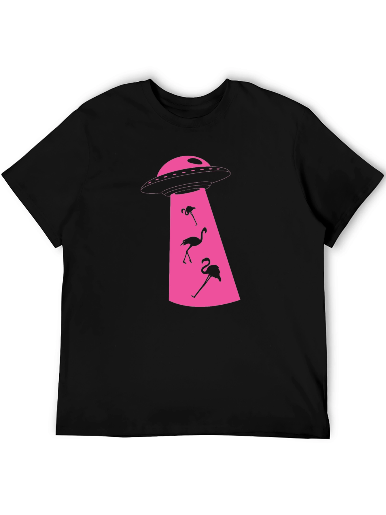 Black Flamingo Abduction T-Shirt: Fun & Unique Design view 5
